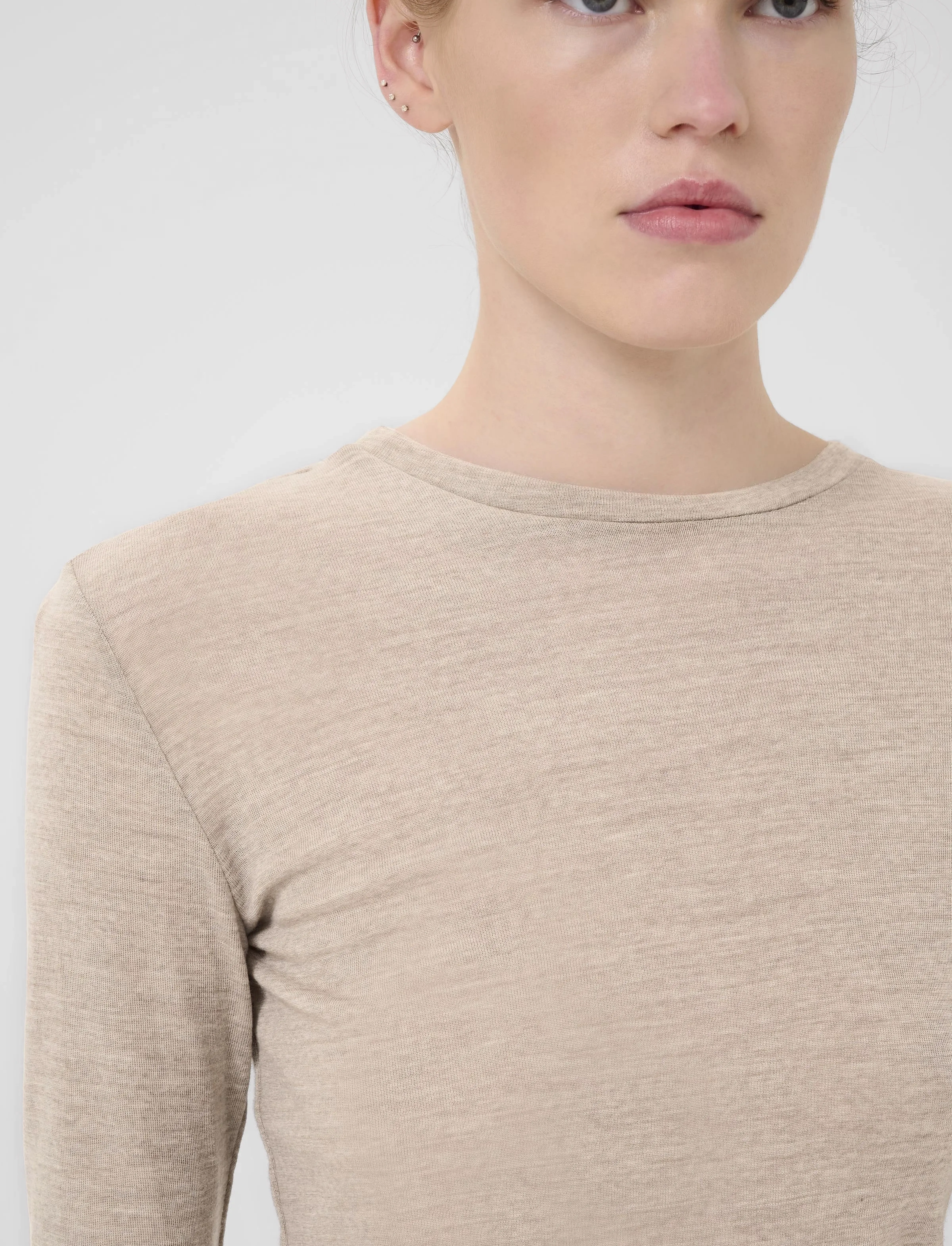 Gestuz - NiniaGZ ls wool roundneck NOOS - langærmede toppe - sand melange - 5