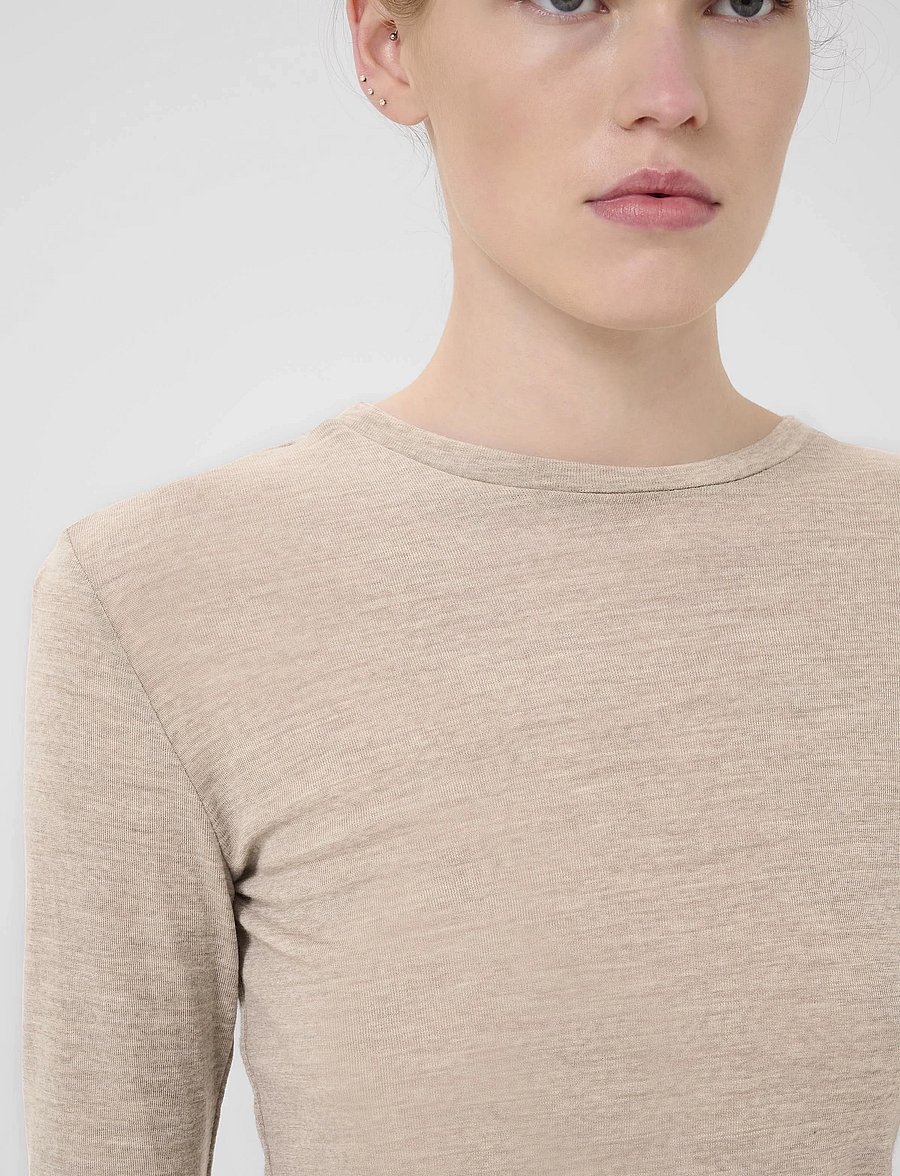 Gestuz - NiniaGZ ls wool roundneck NOOS - langærmede toppe - sand melange - 5