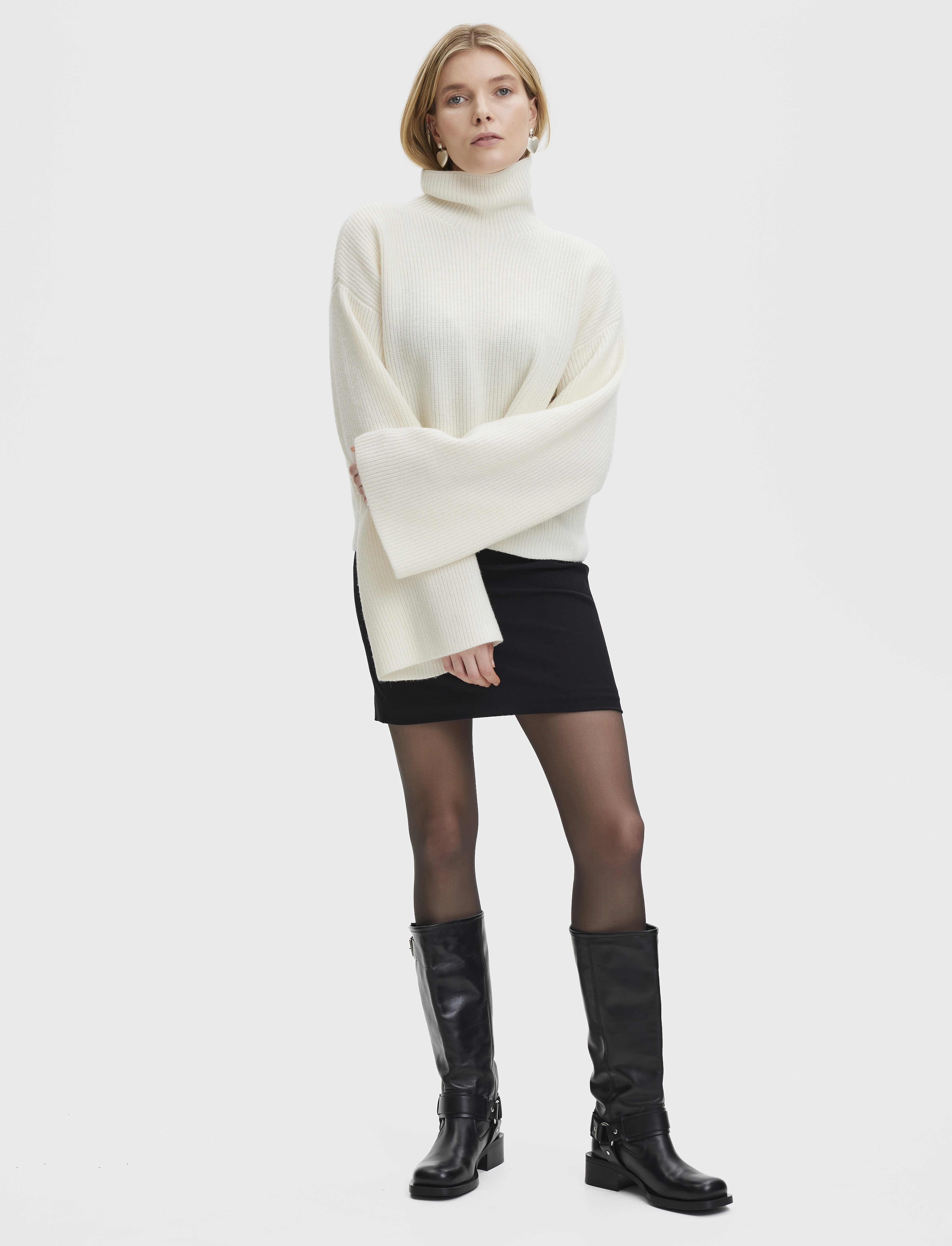 Gestuz - RisaneGZ high neck wool pullover NO - egret - 3