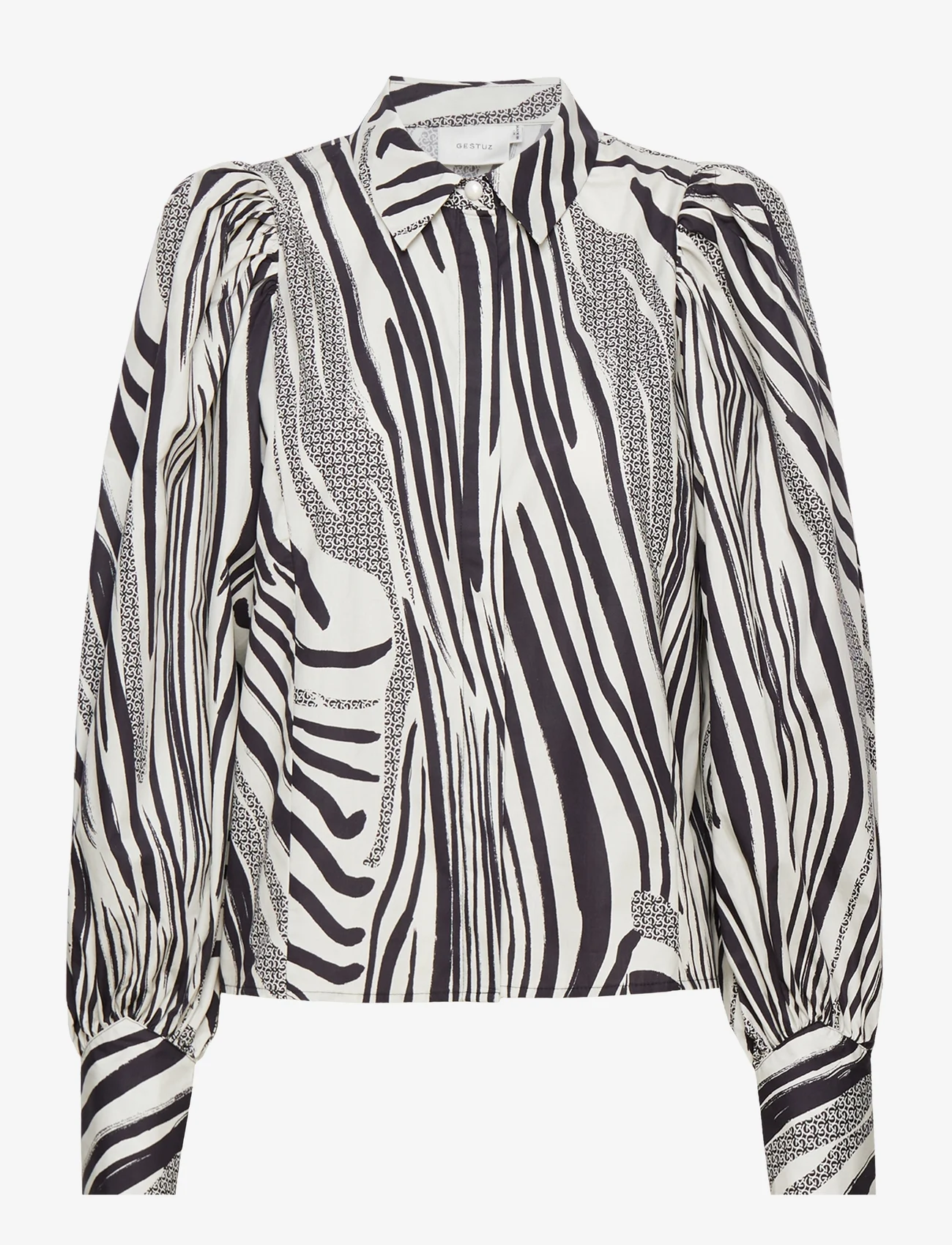 Gestuz - PeonyGZ P shirt - blouses met lange mouwen - black/silver birch logo - 0