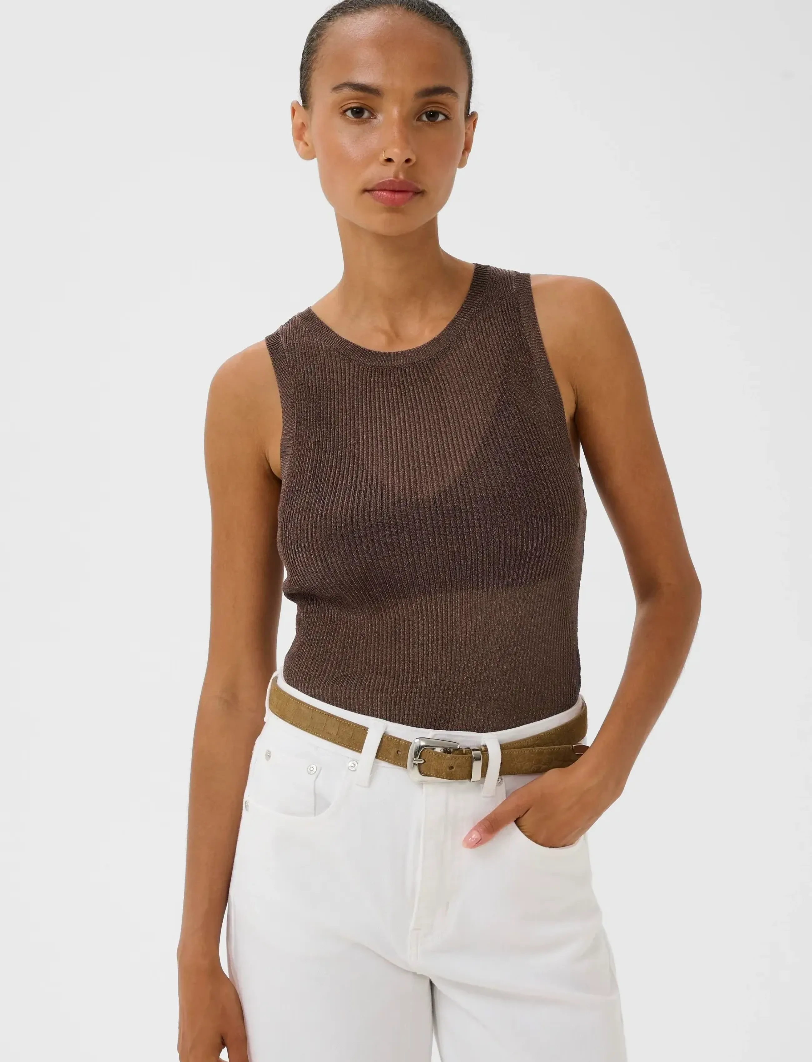 Gestuz SilviGZ top - T-skjorter & Topper - DEEP BROWN METALLIC / brown