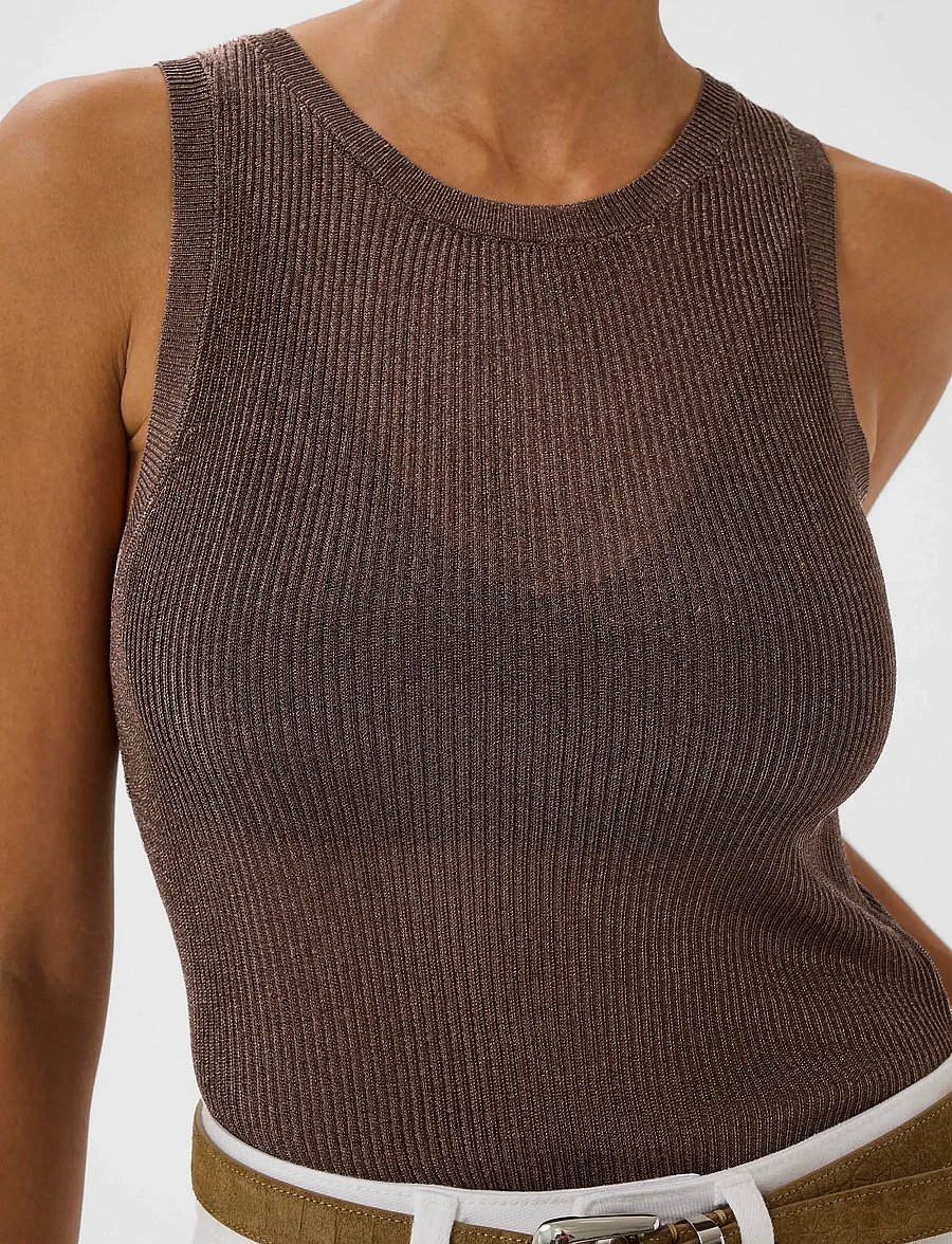 Gestuz - SilviGZ top - linnen - deep brown metallic - 3