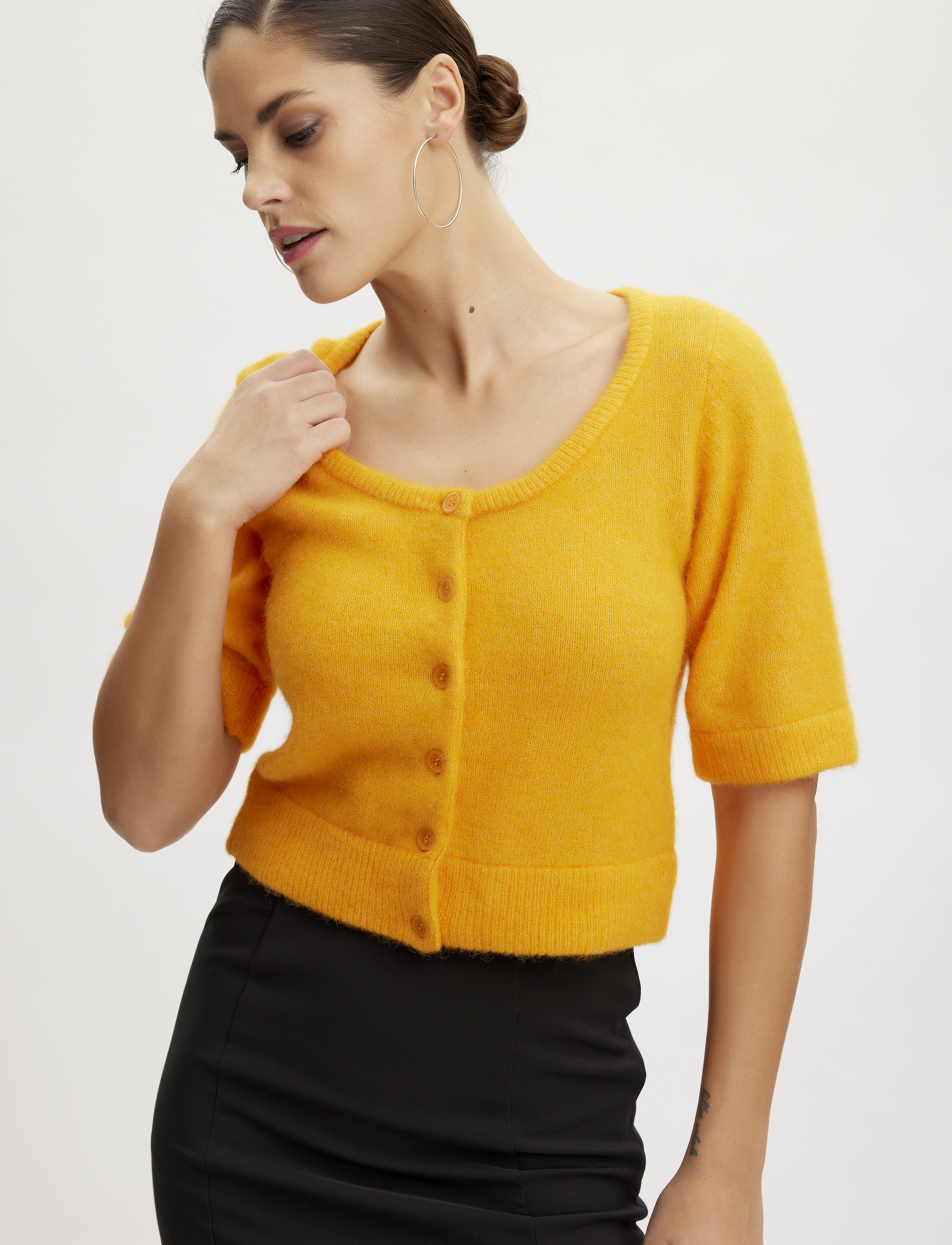 Gestuz - AlphaGZ U-cardigan - flame orange melange - 4