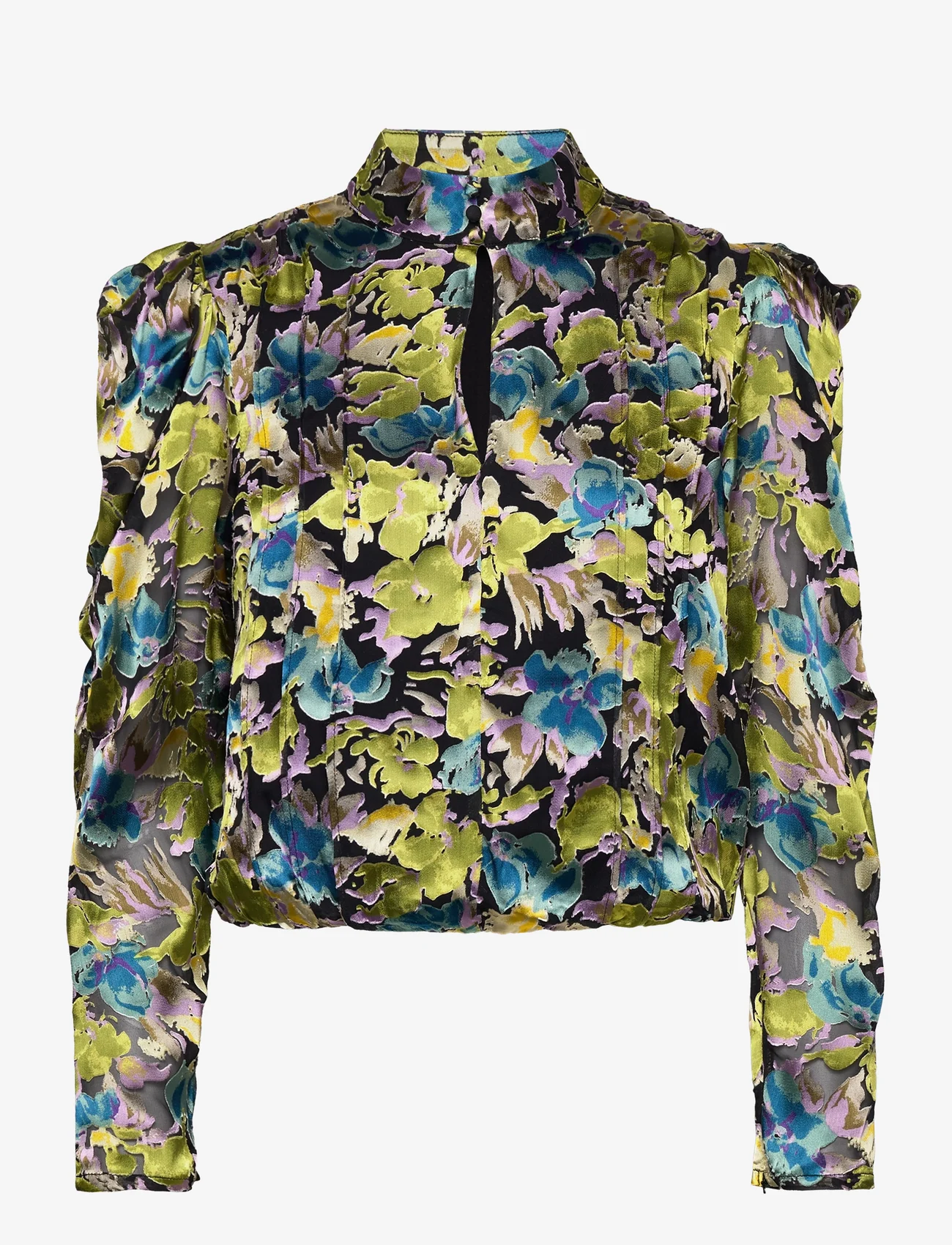 Gestuz - FloriaGZ blouse - bluzki z długimi rękawami - blue green multi floral - 0