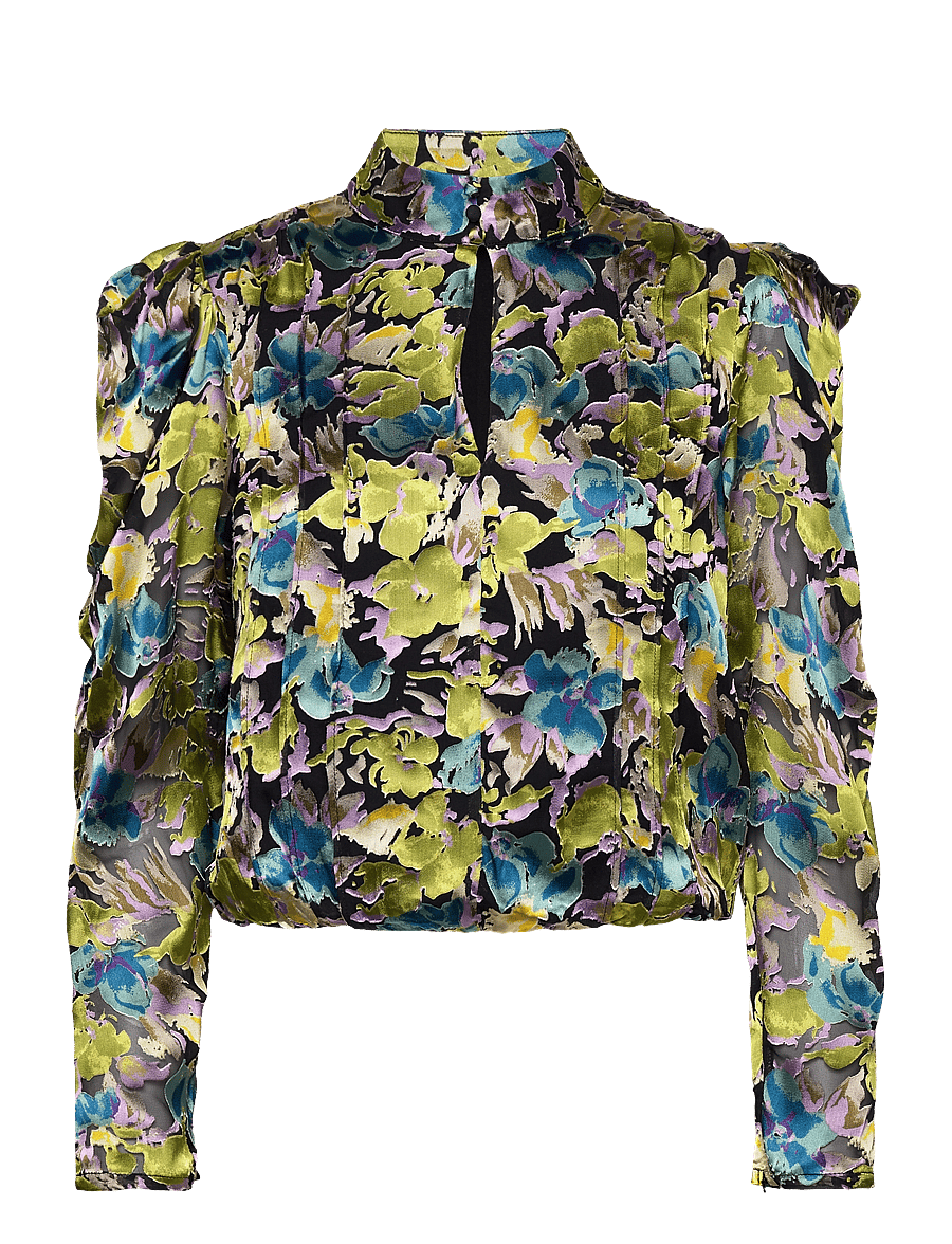 Gestuz - FloriaGZ blouse - pikkade varrukatega pluusid - blue green multi floral - 1