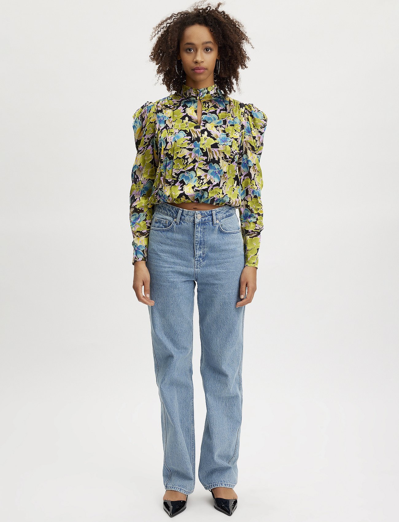 FloriaGZ blouse - BLUE GREEN MULTI FLORAL