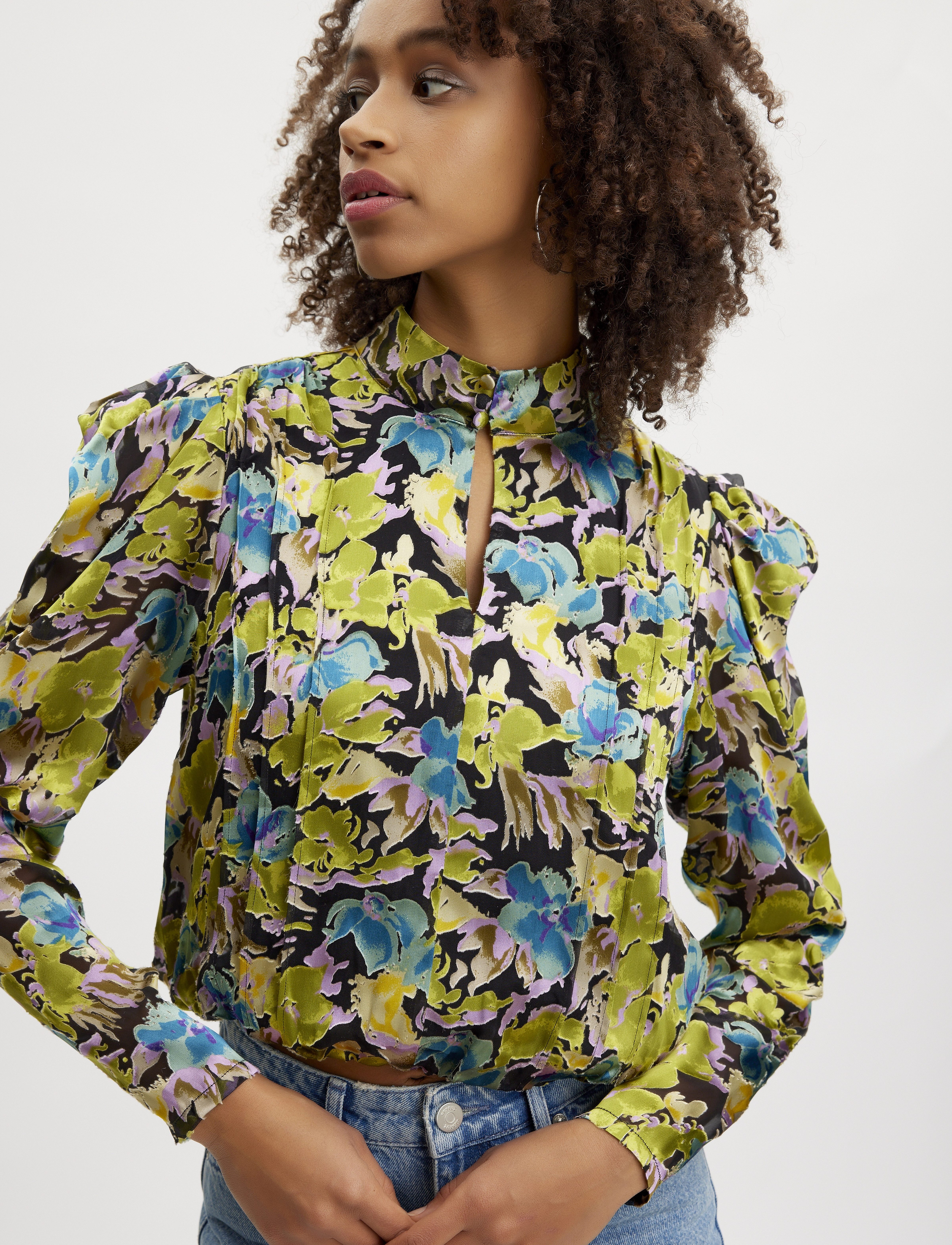 Gestuz - FloriaGZ blouse - langärmlige blusen - blue green multi floral - 4