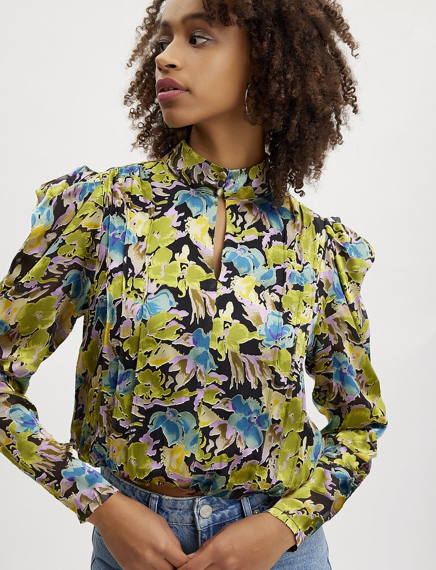 Gestuz - FloriaGZ blouse - pikkade varrukatega pluusid - blue green multi floral - 4