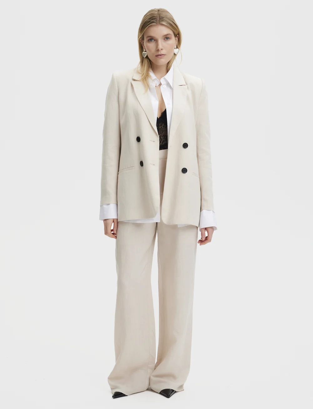 Gestuz - PaulaGZ linen MW wide pants NOOS - hörbuxur - ancient scroll - 0