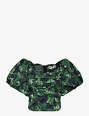 Gestuz - OmaiaGZ P off shoulder top - blouses korte mouwen - green flower - 0