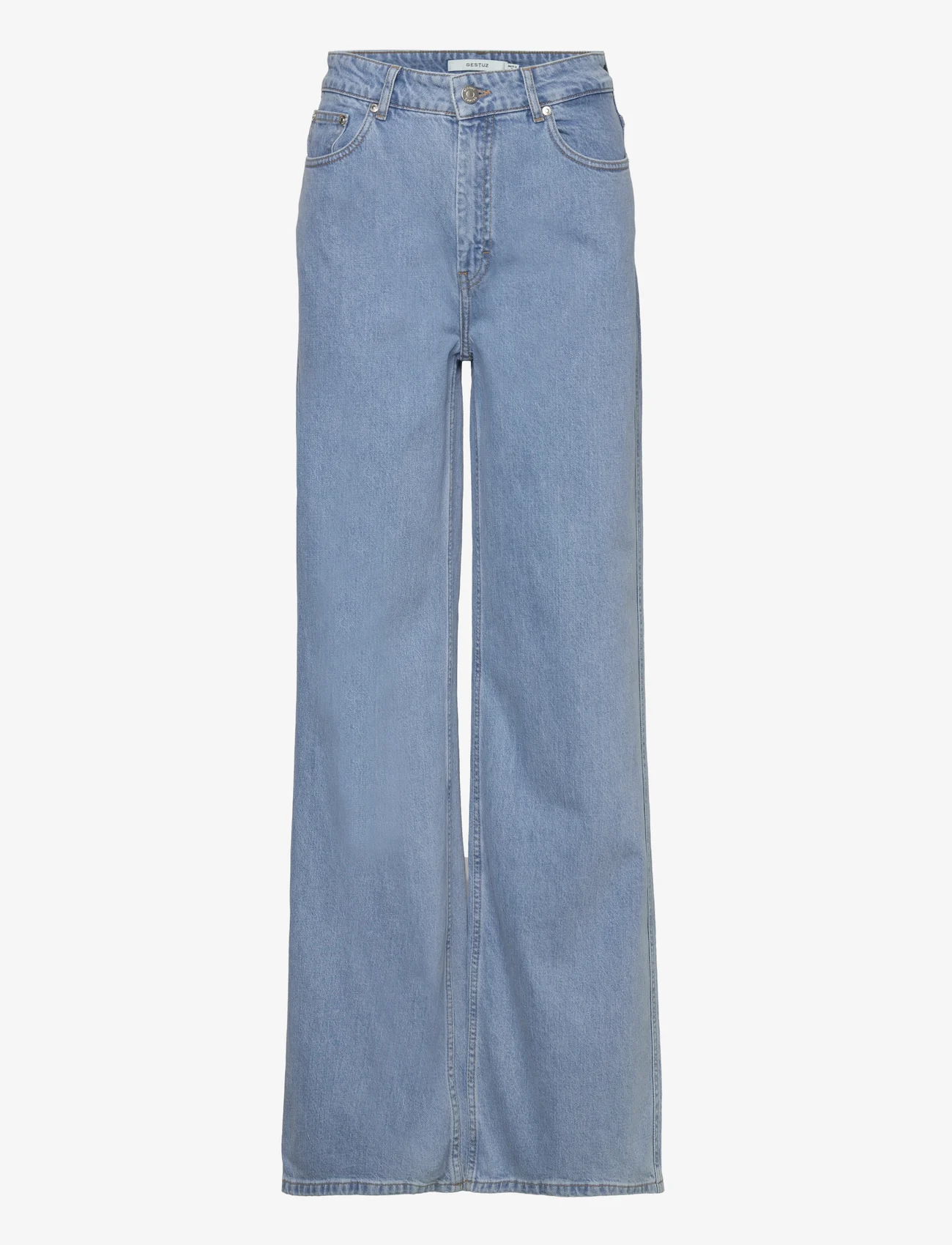 Gestuz - AuraGZ HW wide jeans NOOS - džinsa bikses ar platām starām - mid blue washed - 0