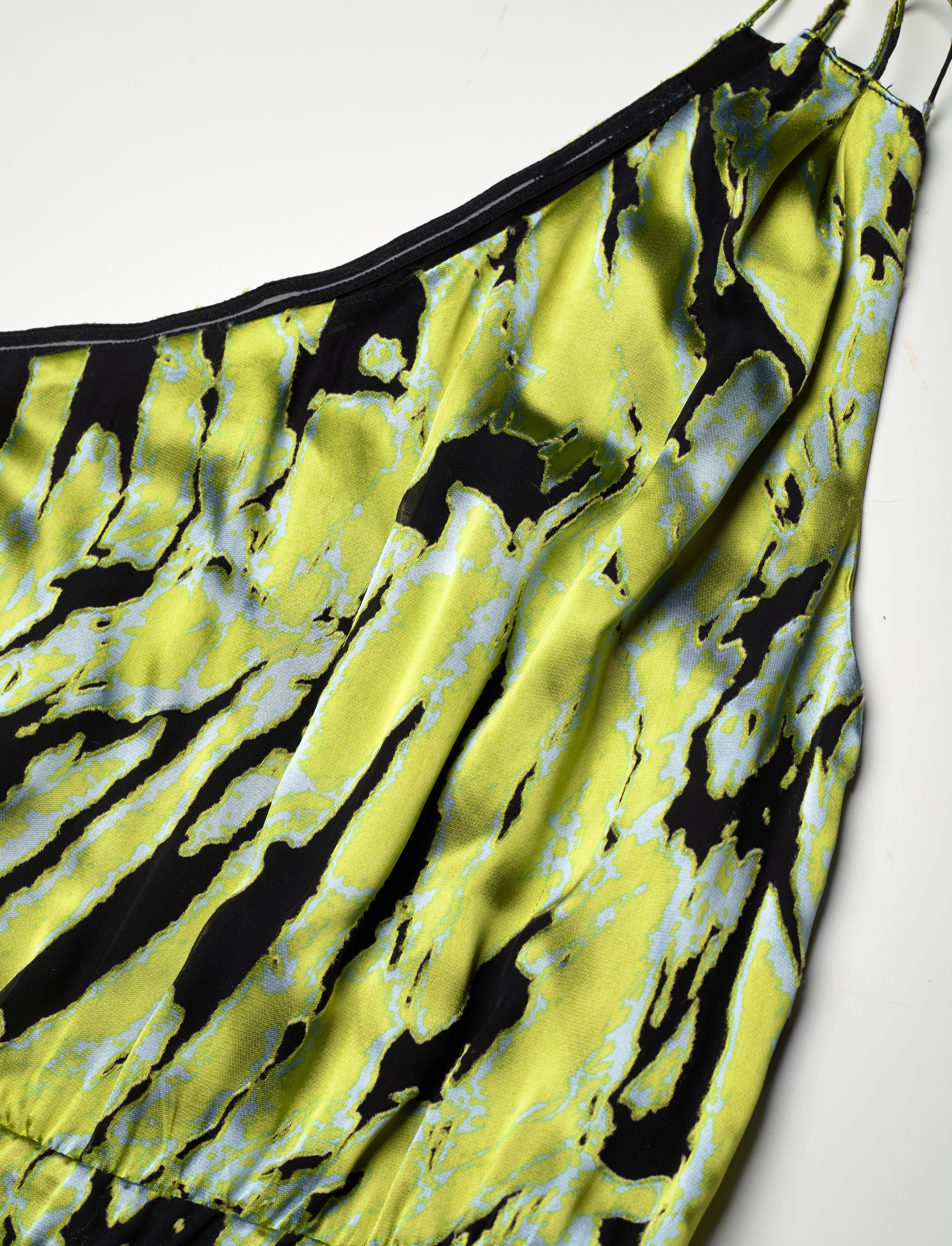 Gestuz - AnnaGZ silk one shoulder dress - green blue scratch - 5