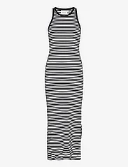 Gestuz - DrewGZ striped sl long dress - fodralklänningar - black/white stripe - 0