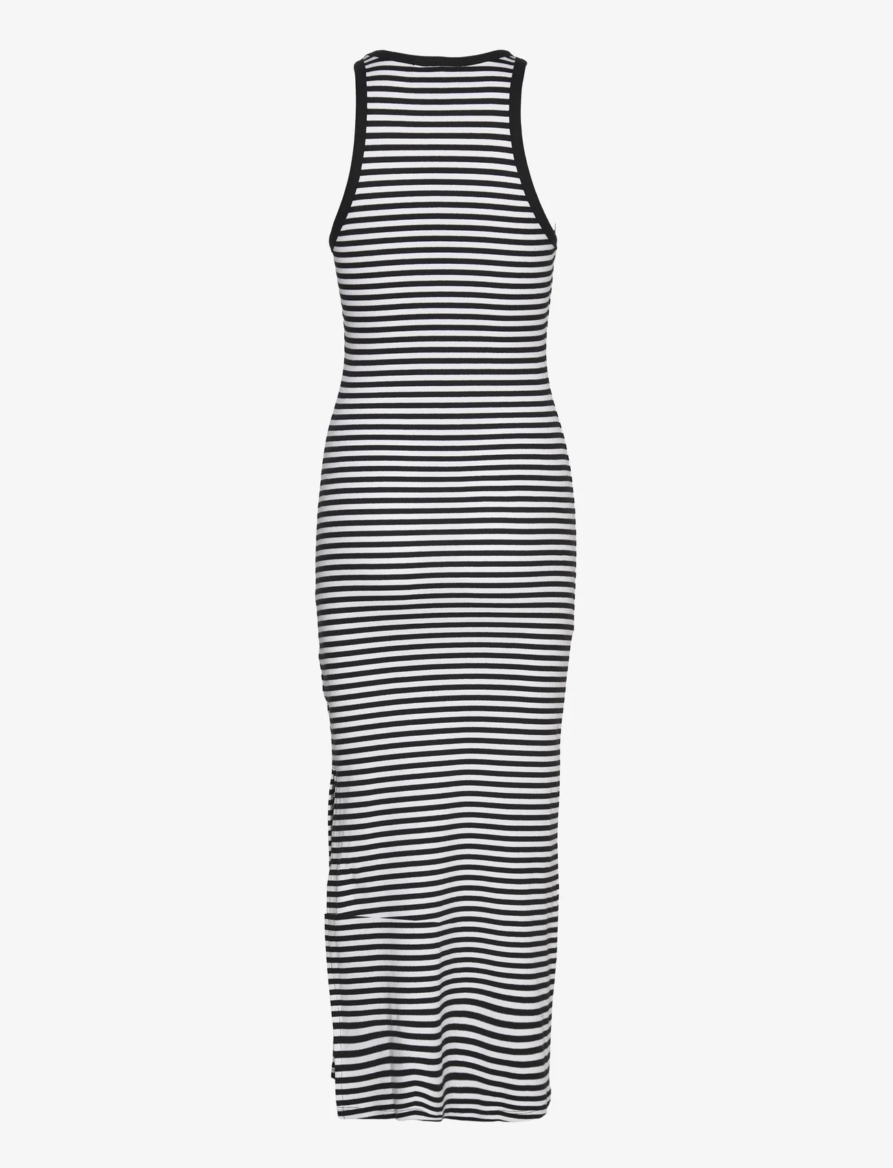 Gestuz - DrewGZ striped sl long dress - fodralklänningar - black/white stripe - 1