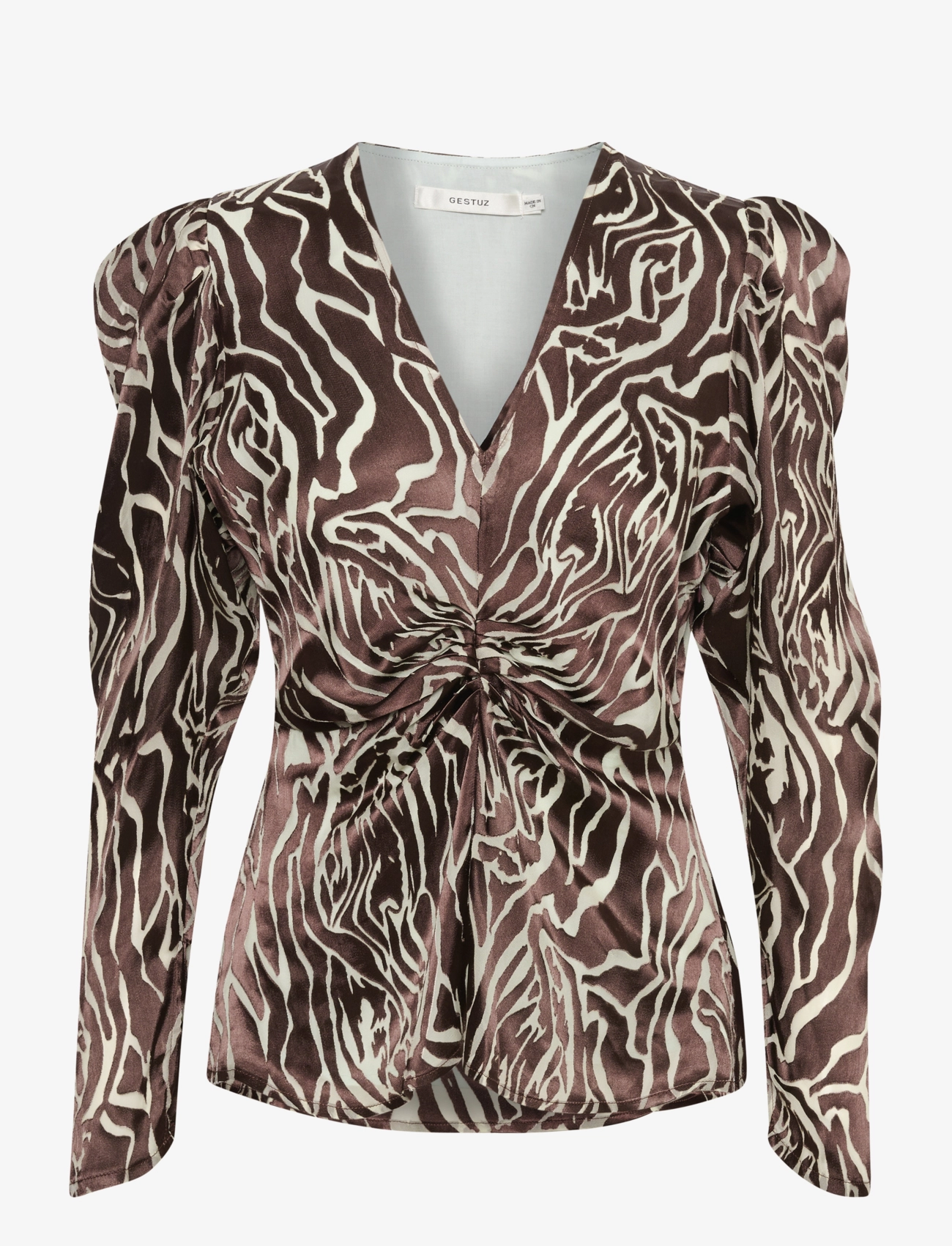 FabiolaGZ P ls blouse - BROWN BLUE ART ZEBRA