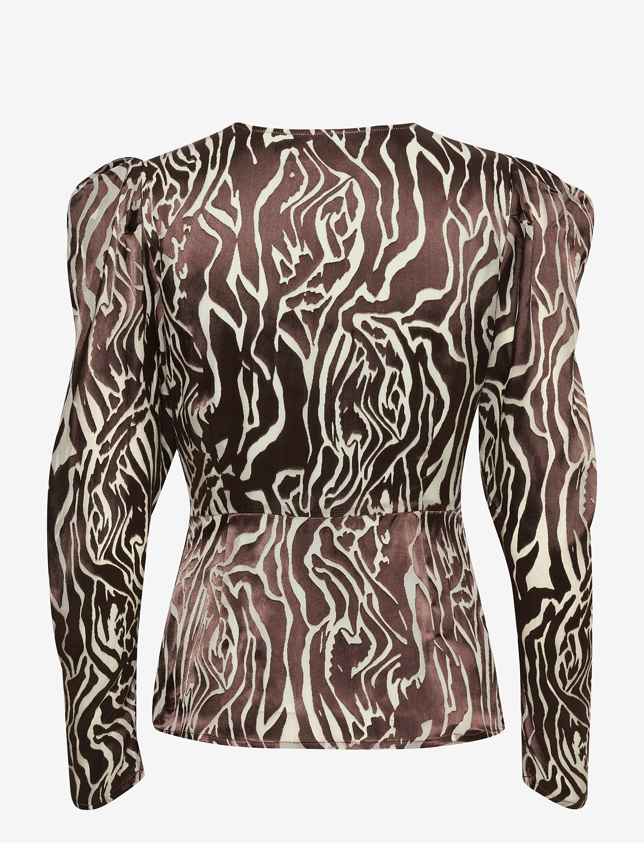 Gestuz - FabiolaGZ P ls blouse - long-sleeved blouses - brown blue art zebra - 1
