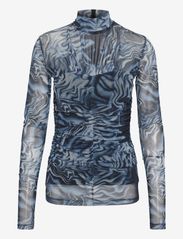 Gestuz - EwaGZ P blouse - long-sleeved blouses - grey blue ripple - 0