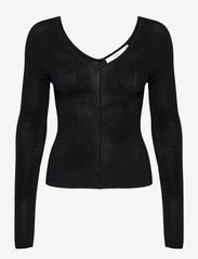 Gestuz - MonaGZ v-neck blouse - palaidinės ilgomis rankovėmis - black - 2