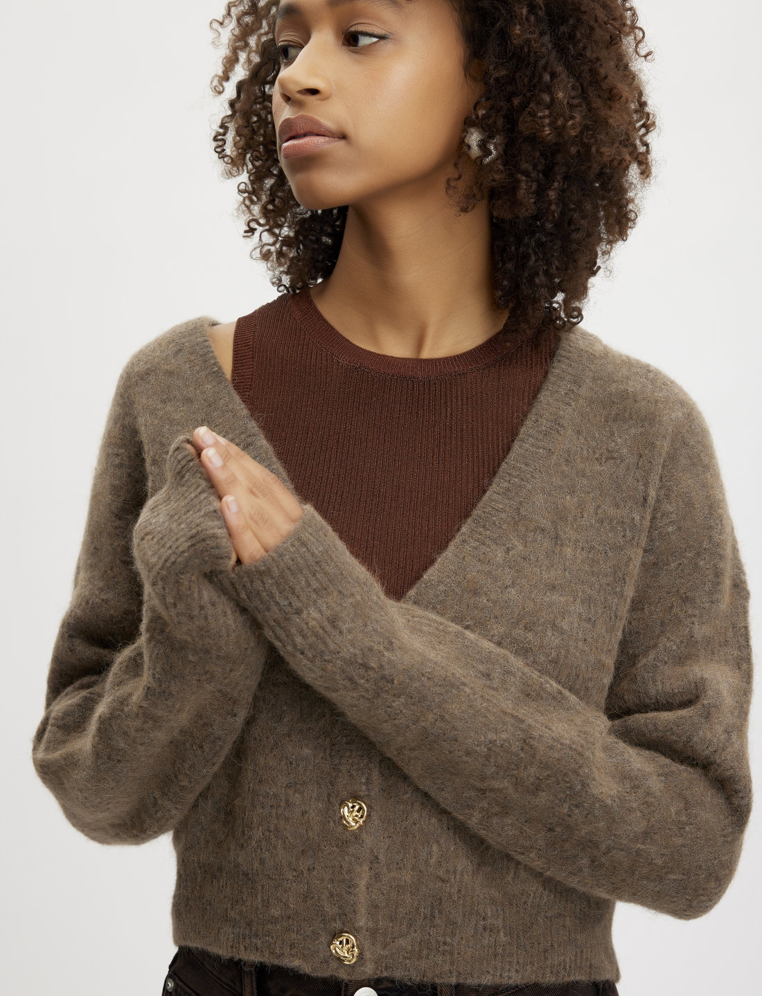 Cropped cardigan sales