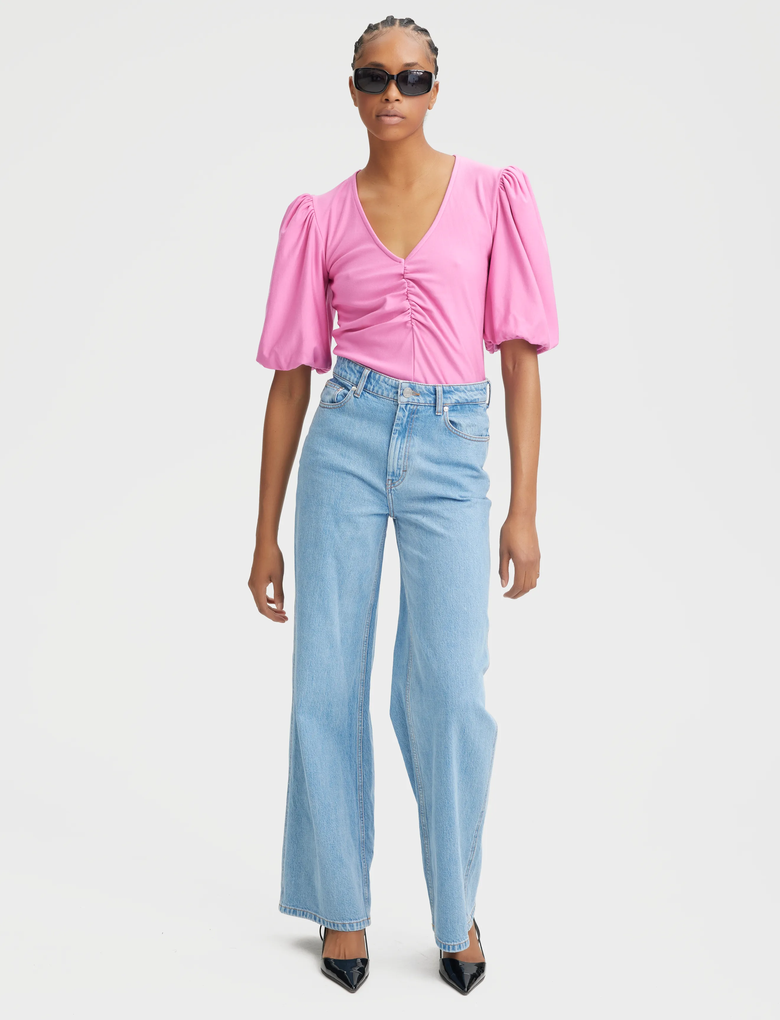 Gestuz - RifaGZ ss balloon blouse - kurzämlige blusen - super pink - 3