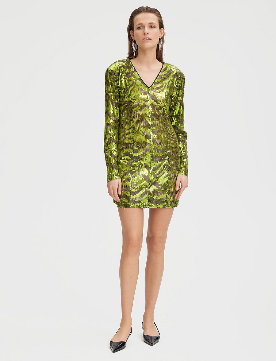 Gestuz - PaisleyGZ ls short dress - pailletkjoler - woodbine - 3