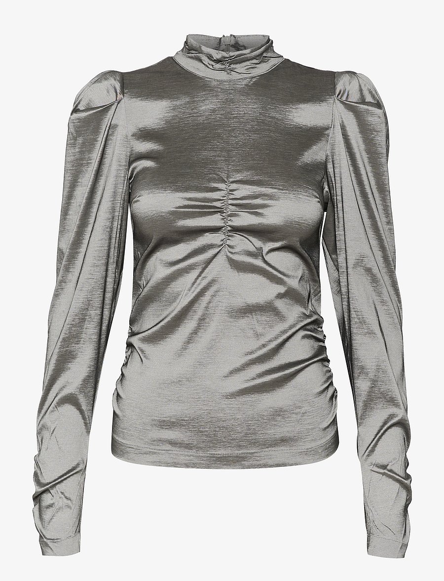 Gestuz - YesicaGZ blouse - langärmelige blusen - black silver metallic - 1