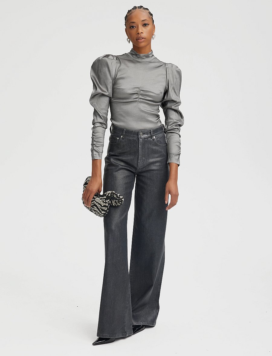 Gestuz - YesicaGZ blouse - langärmelige blusen - black silver metallic - 3