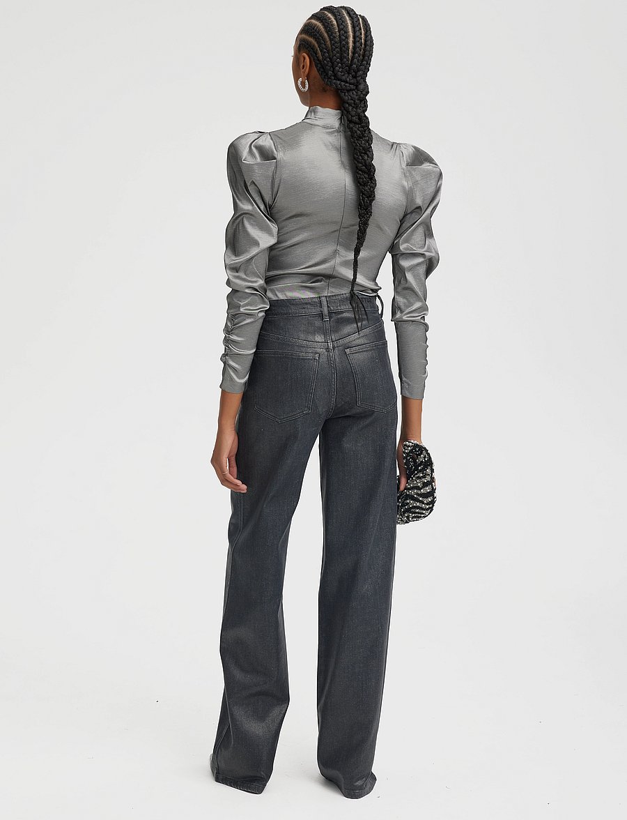 Gestuz - YesicaGZ blouse - langärmelige blusen - black silver metallic - 4