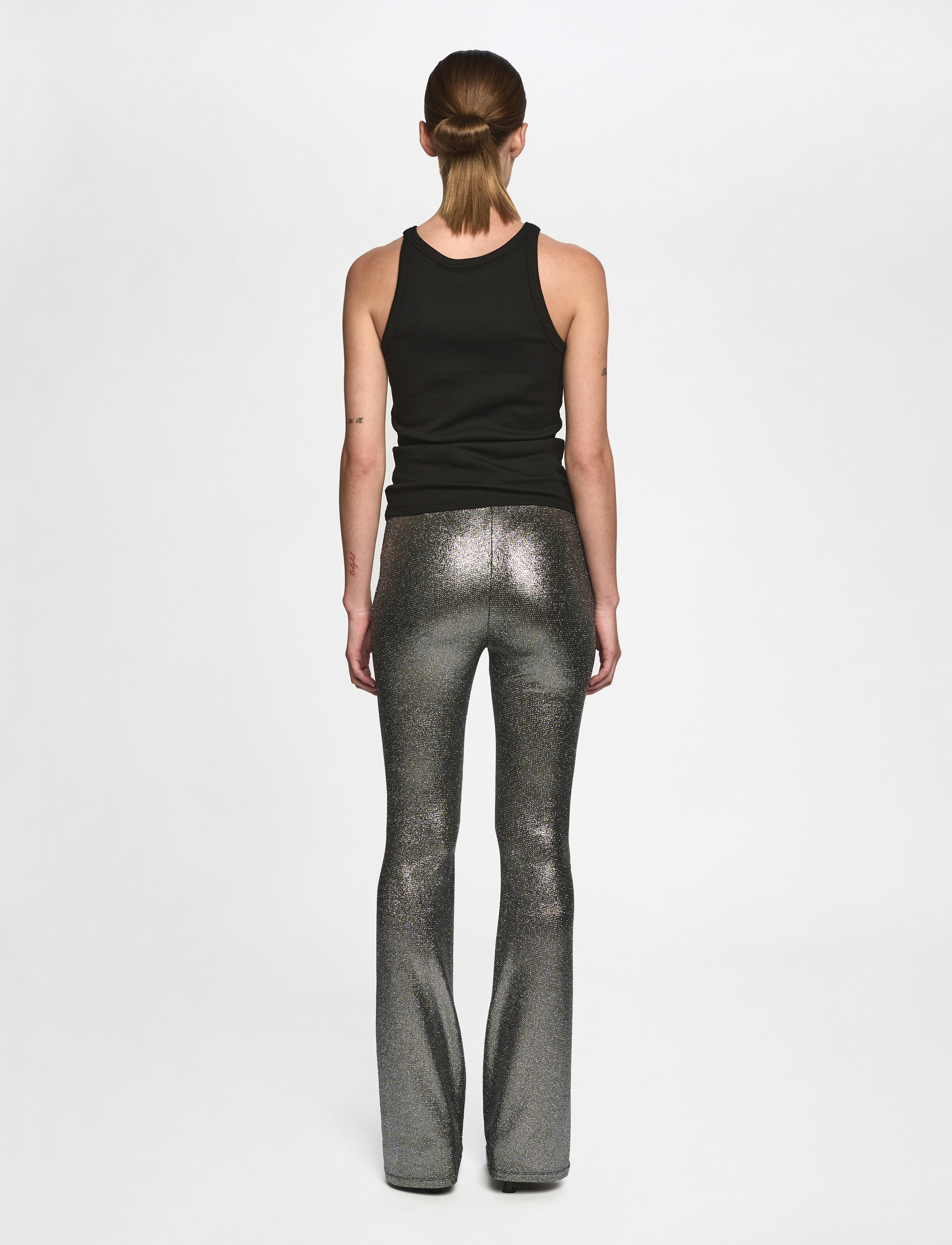 Gestuz - EiraGZ HW flared legging - byxor - silver structure - 4