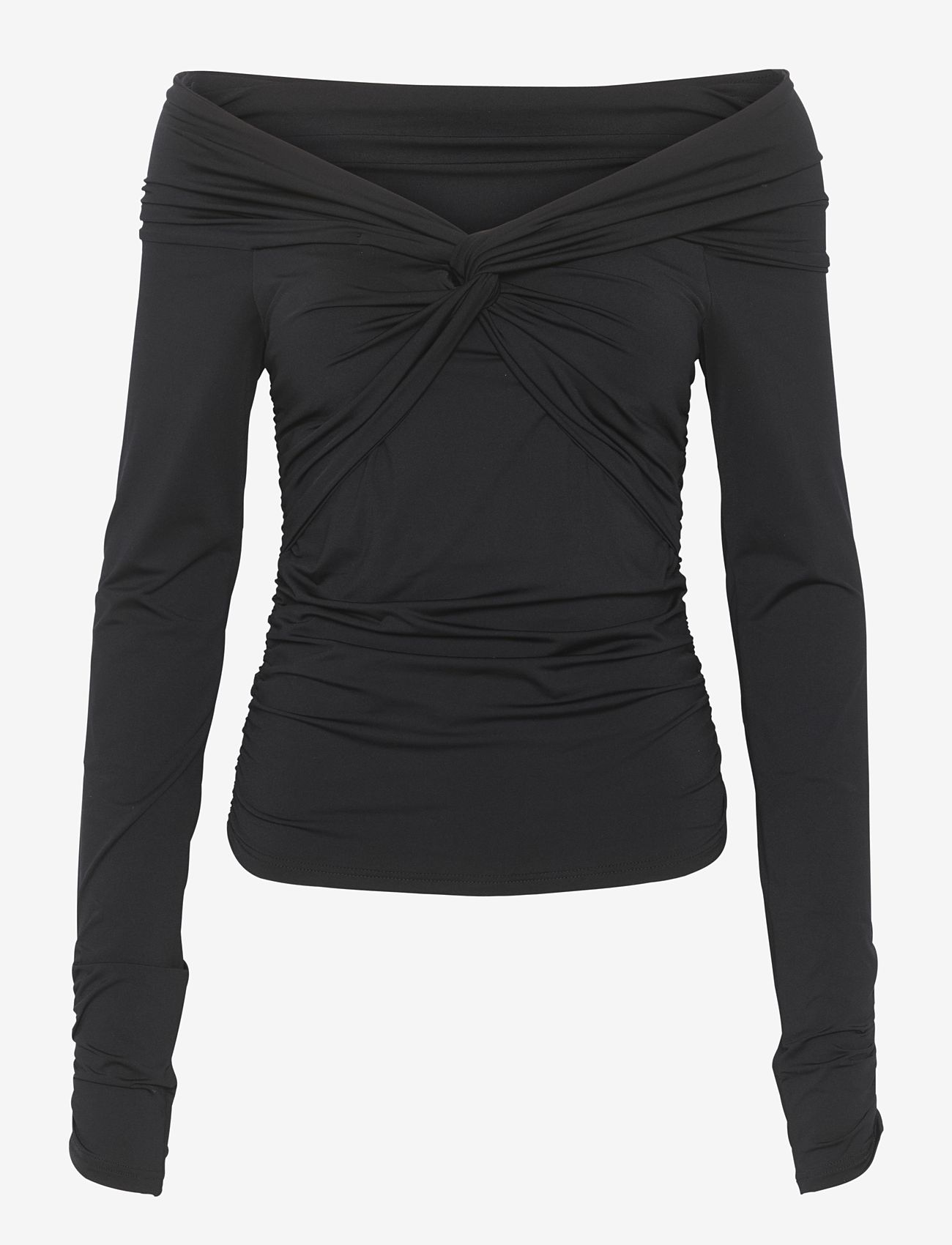 Gestuz - InaraGZ ls knot blouse - langærmede bluser - black - 1