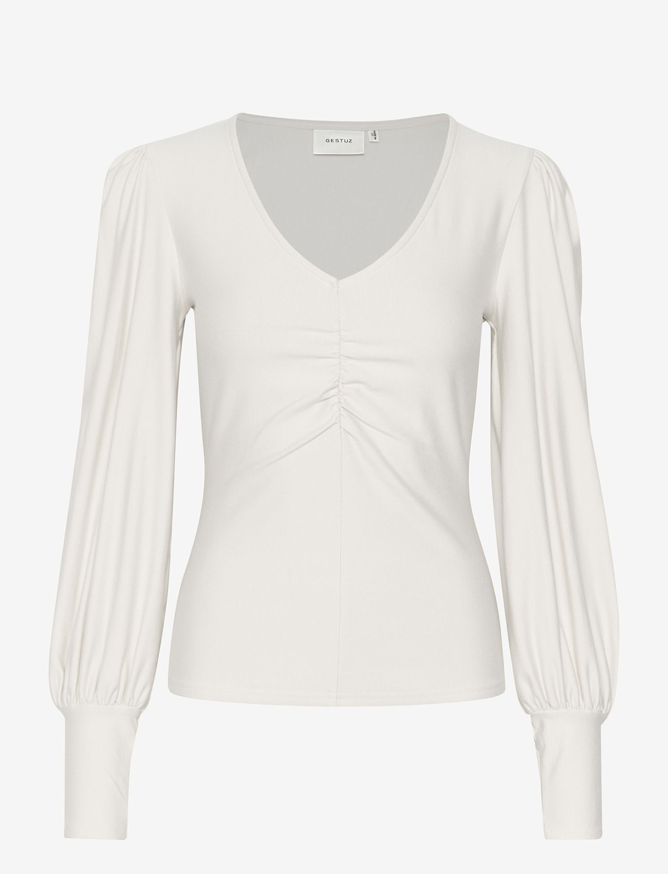 Gestuz - RifaGZ v-neck blouse - langærmede bluser - egret - 1