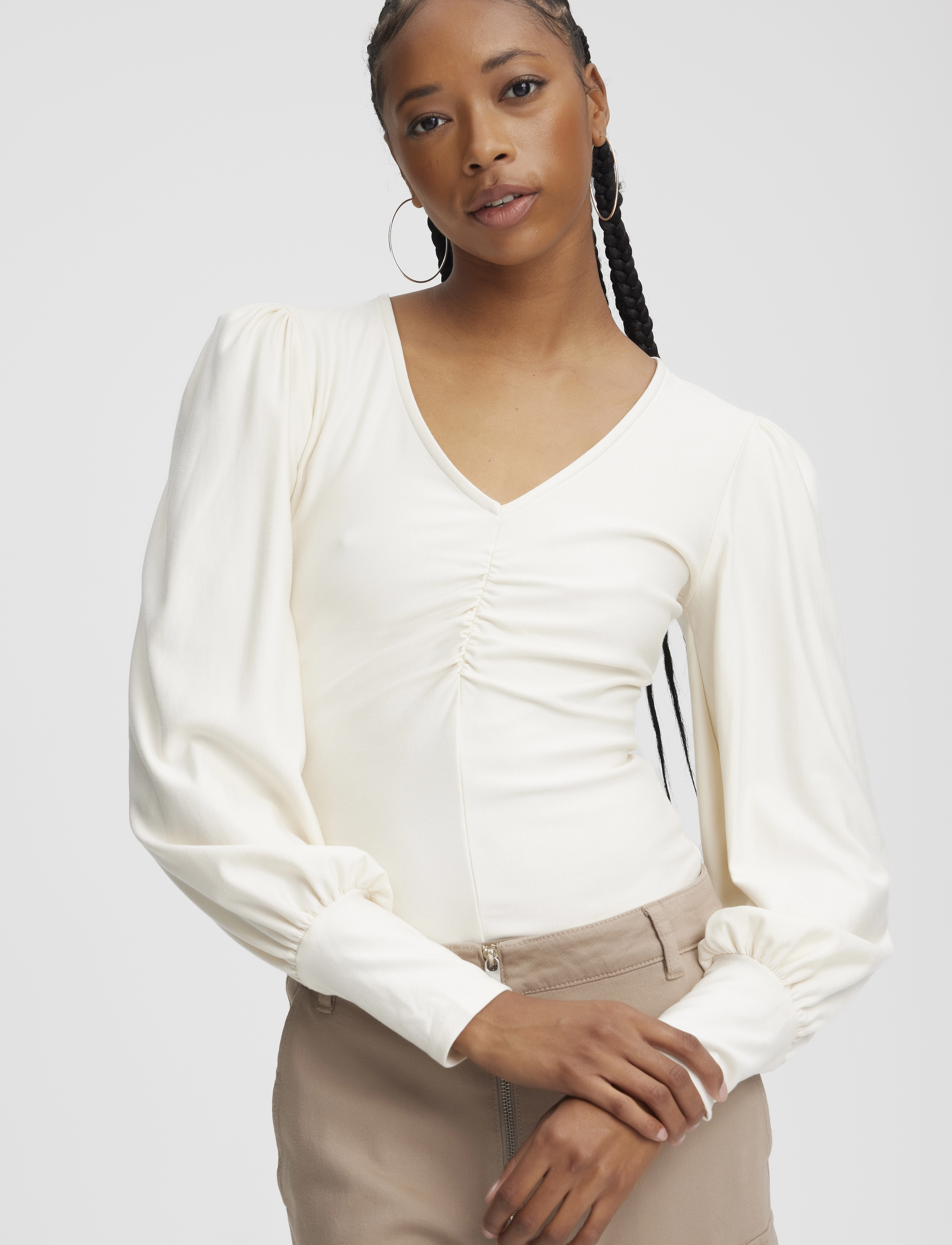 Gestuz Rifagz V-Neck Blouse Noos, XXS, White, Bluser > Langærmede, Dame