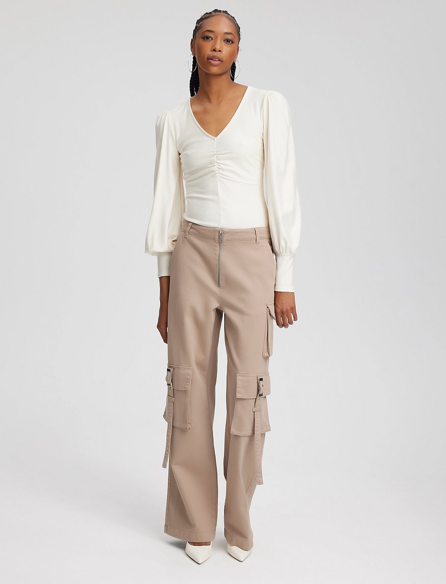 Gestuz - RifaGZ v-neck blouse NOOS - bluzki z długimi rękawami - egret - 3