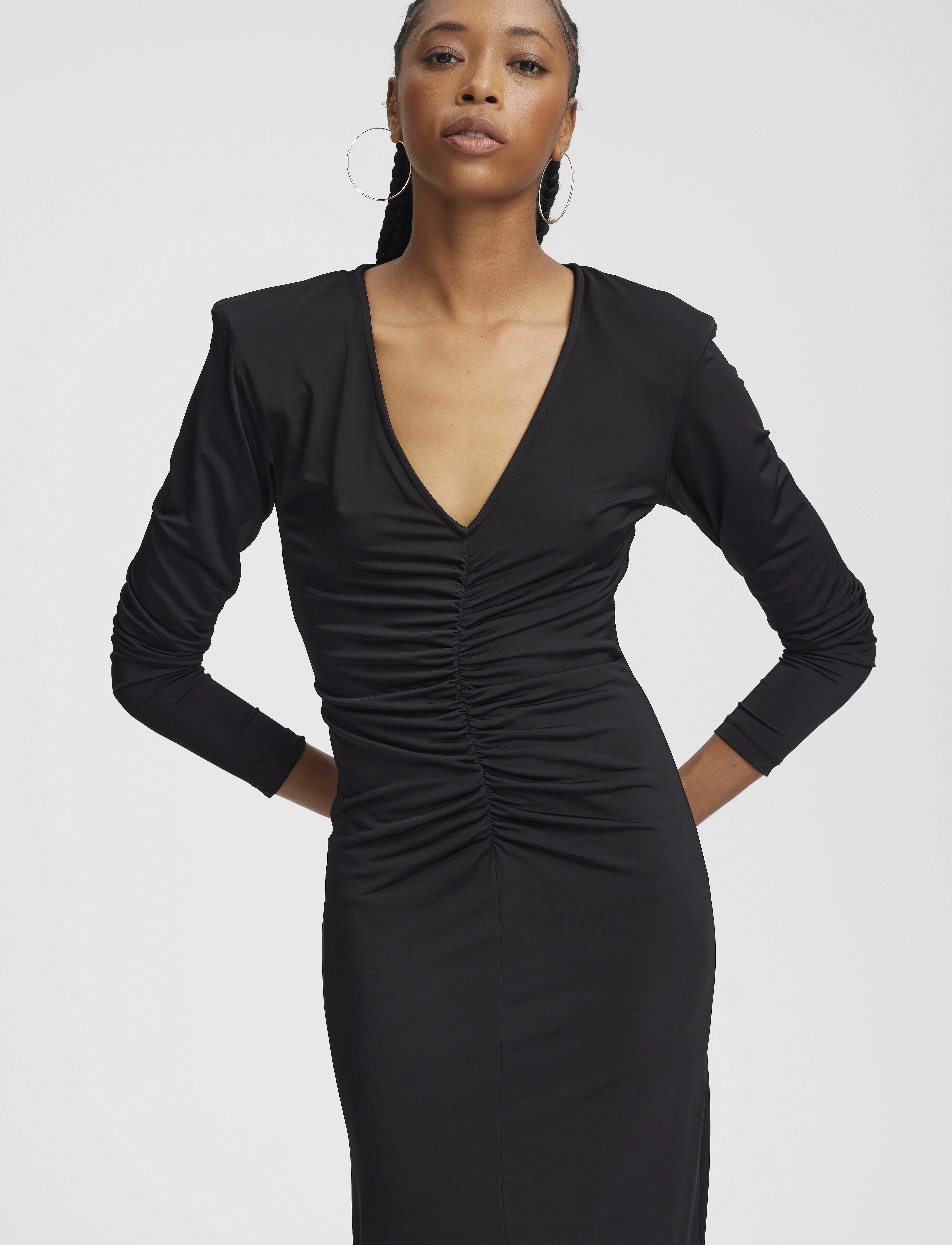 Gestuz Oda ls long slit dress - Maxikleider - BLACK / black