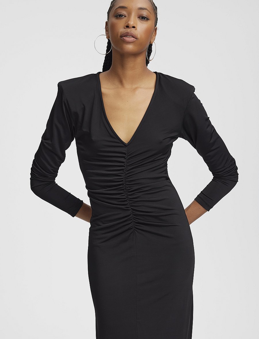Gestuz - OdaGZ ls long slit dress - maxikleider - black - 0