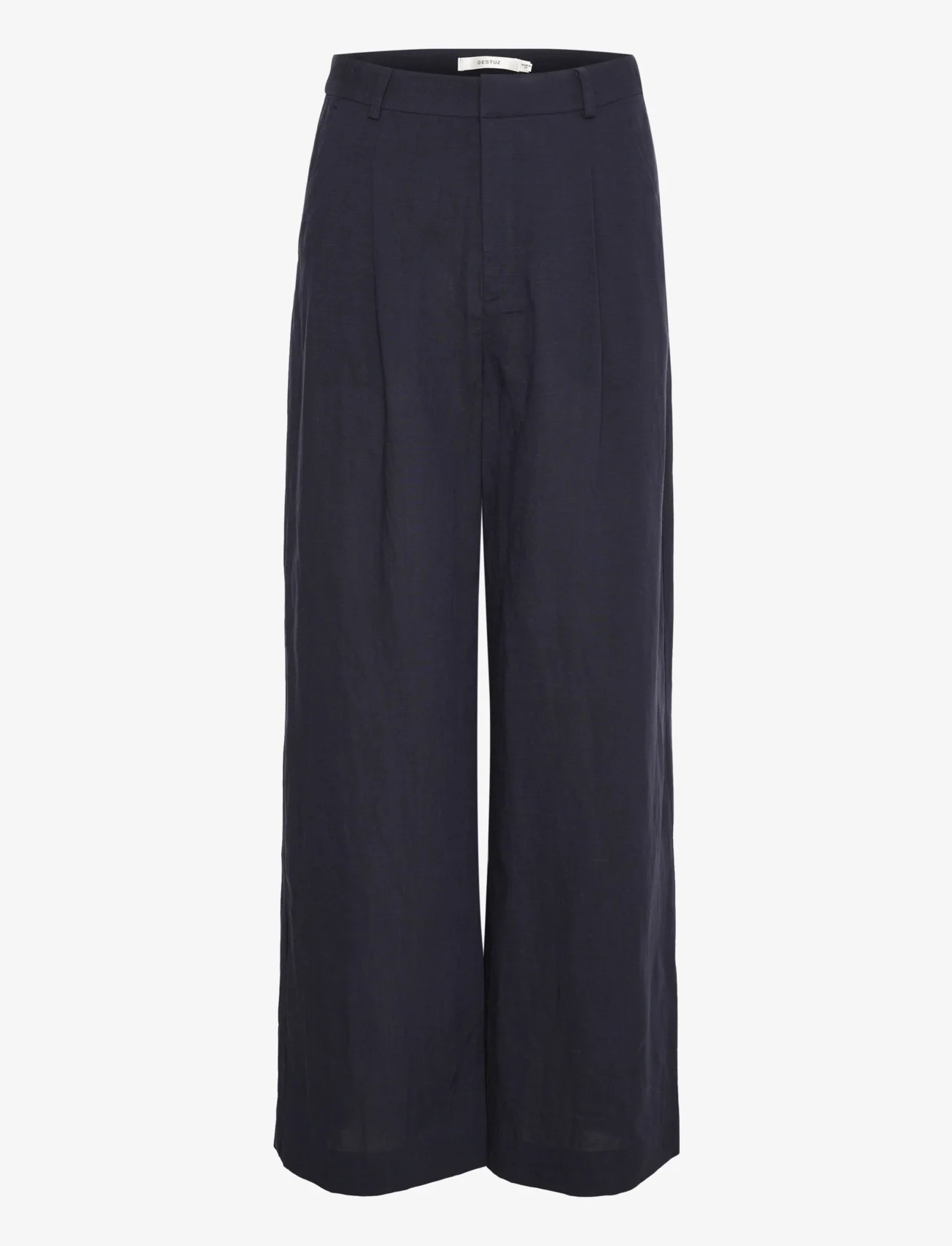 Gestuz - LizaGZ linen HW pants NOOS - party wear at outlet prices - tammy navy - 0