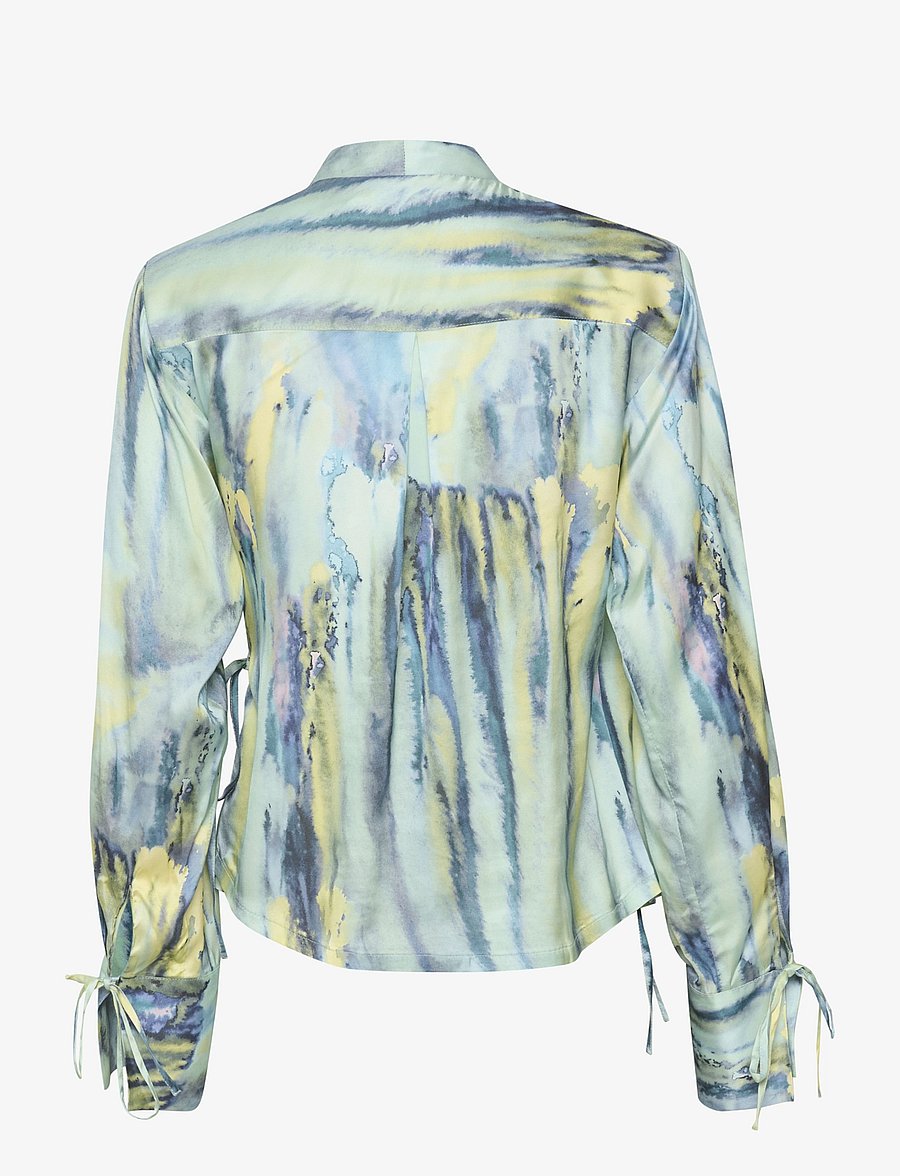 Gestuz - WaleryGZ P wrap blouse - green aqua art - 2