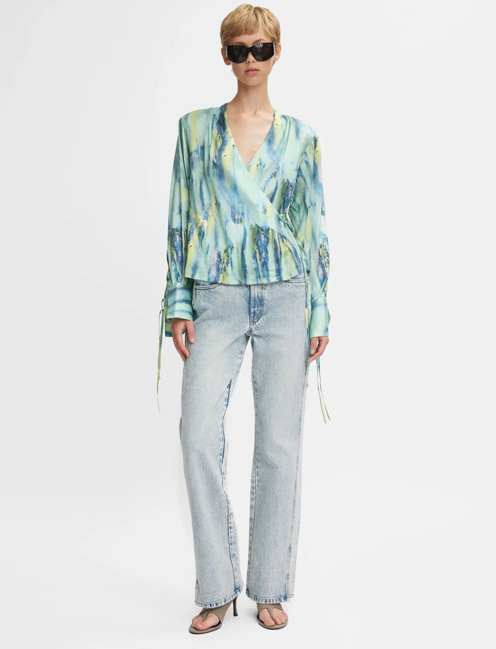 Long wrap blouse on sale