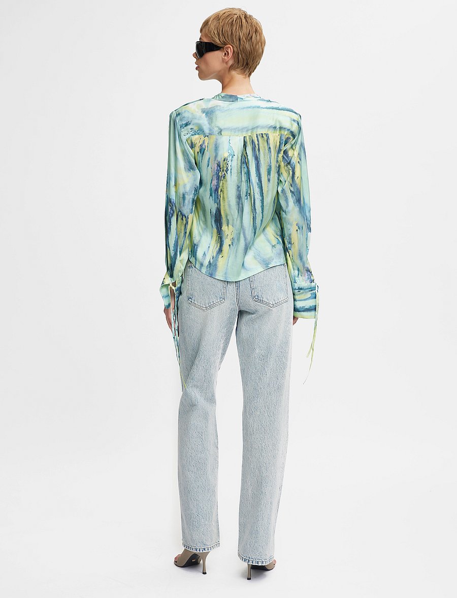 Gestuz - WaleryGZ P wrap blouse - green aqua art - 3