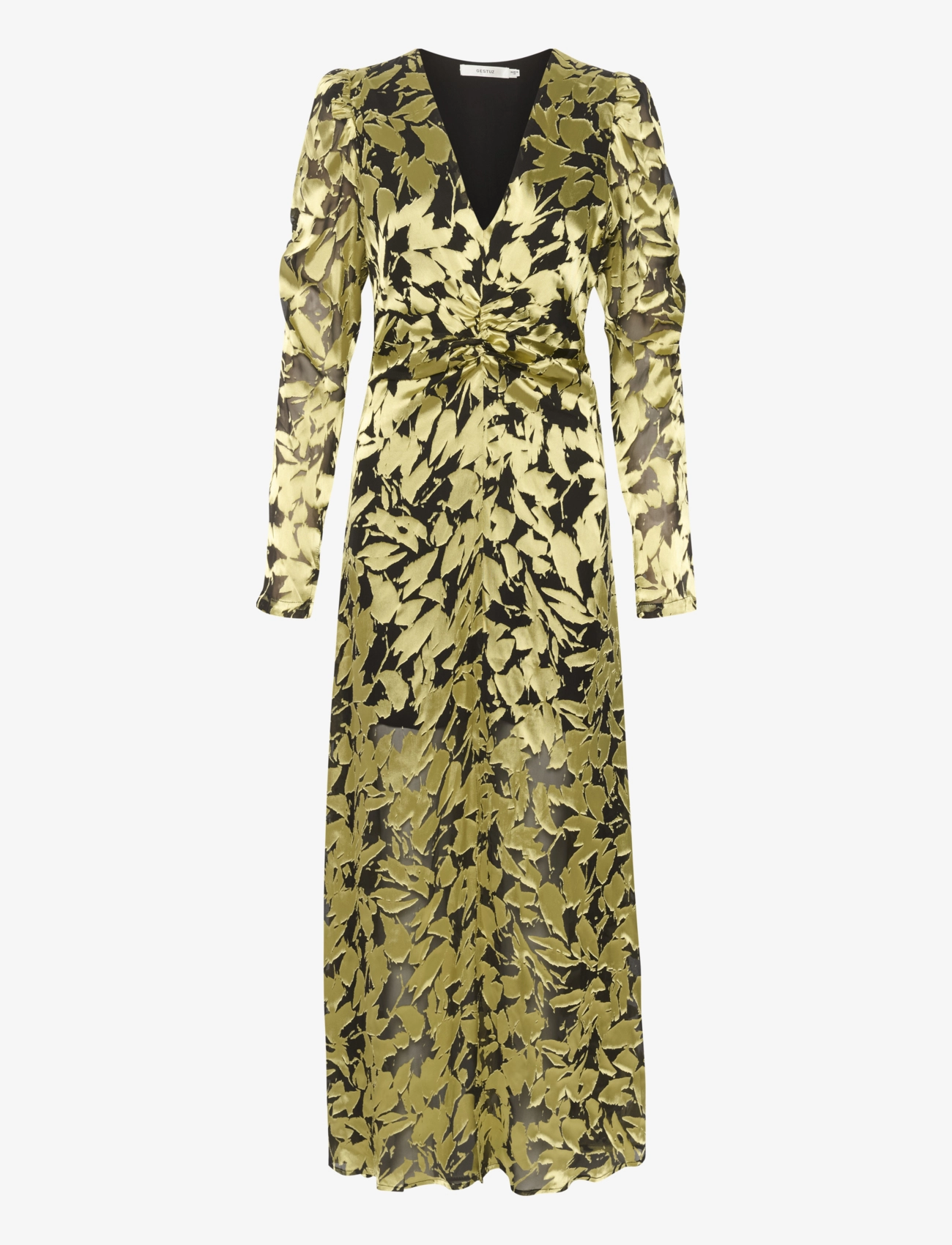 Gestuz - SikuraGZ P silk maxi dress - aftenkjoler - luminary green leaves - 1