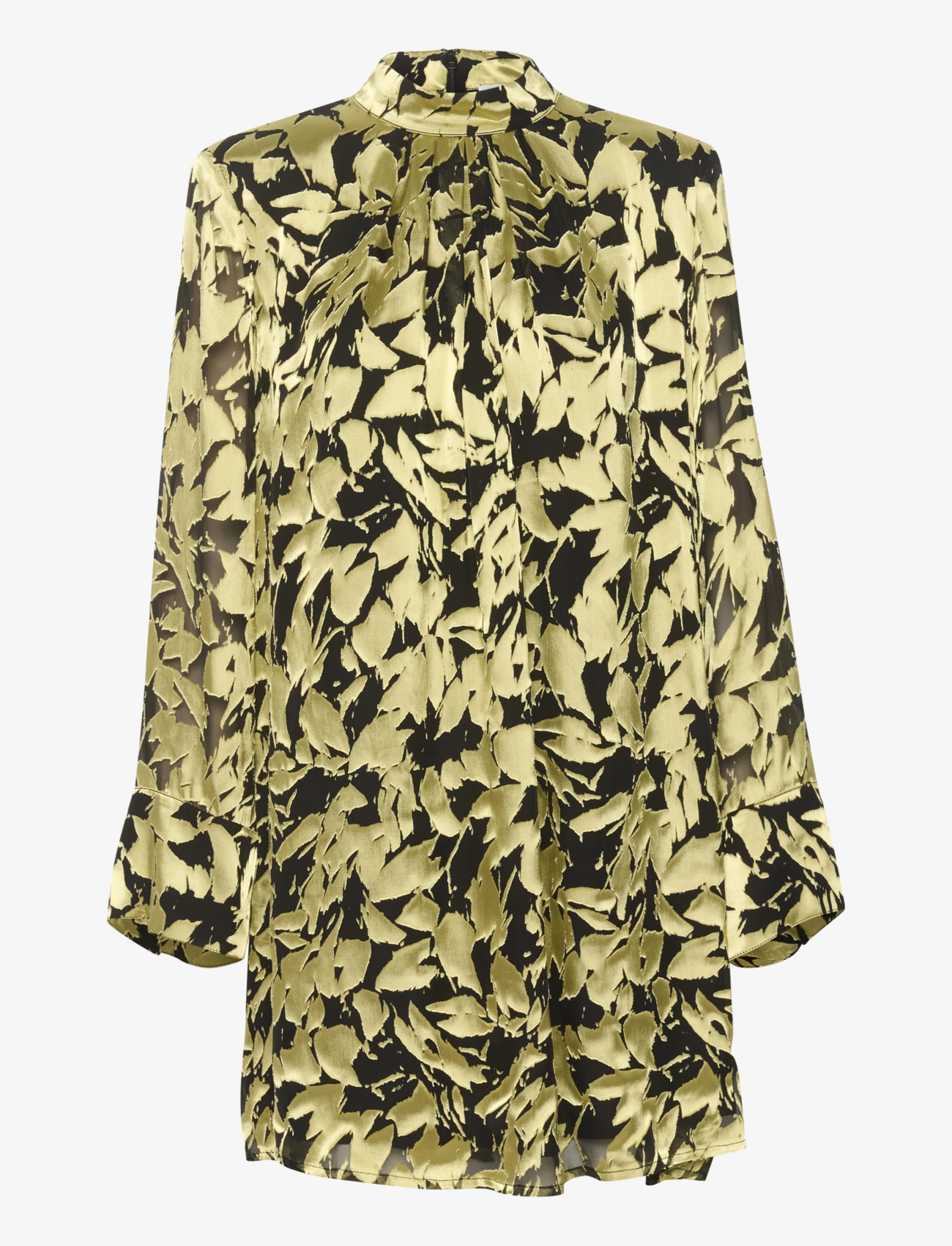 Gestuz SikuraGZ P silk short dress - Korte kjoler - LUMINARY GREEN LEAVES / gold