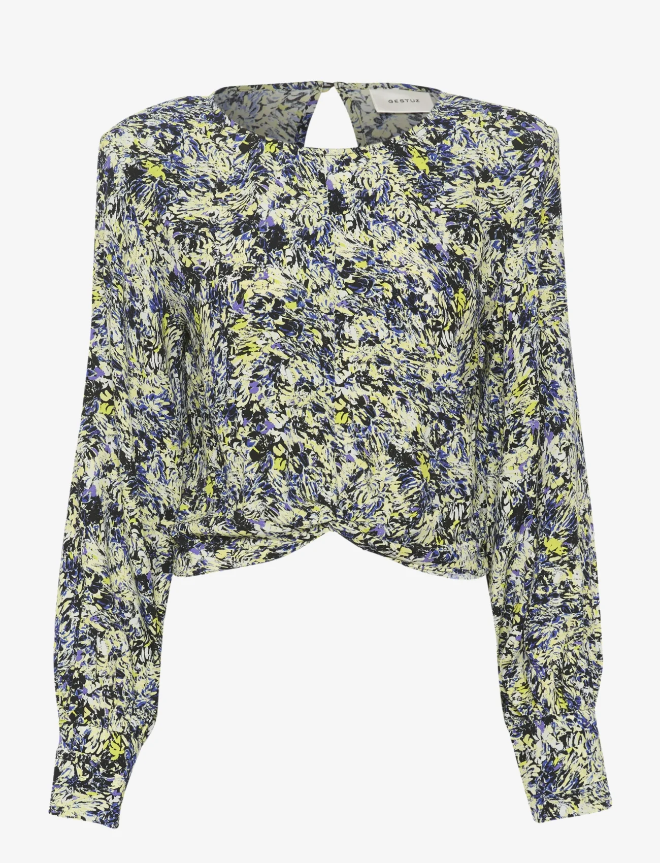 Gestuz - JillyGZ P blouse - langermede bluser - green floral multi - 0