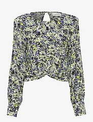 Gestuz - JillyGZ P blouse - long-sleeved blouses - green floral multi - 0
