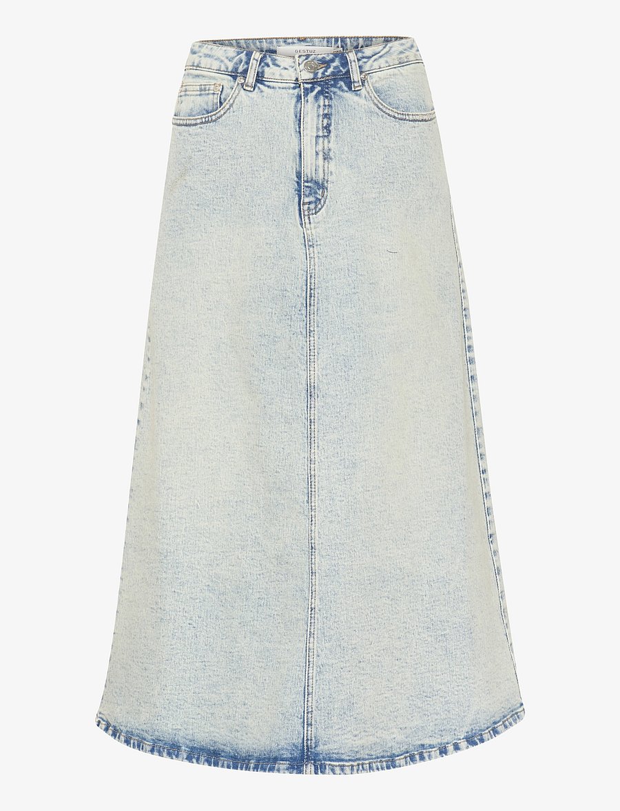 Gestuz - ManulaGZ HW midi skirt - jeanskjolar - light blue acid wash - 1