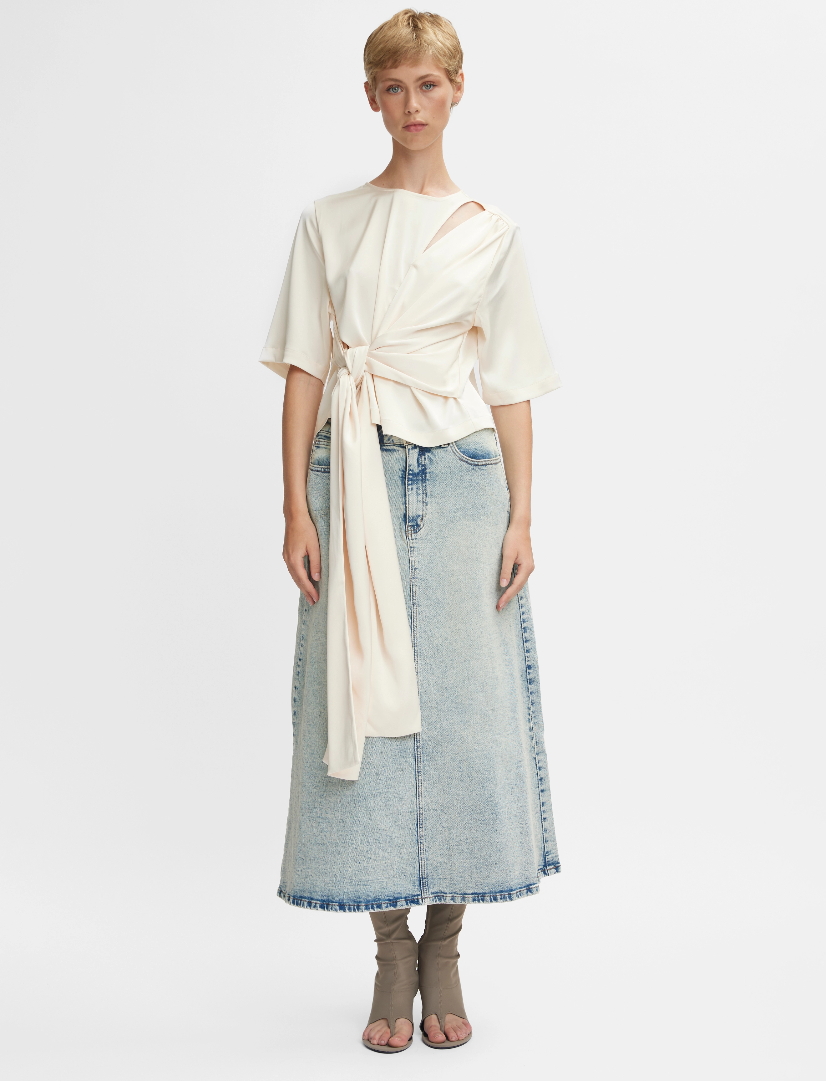 Gestuz ManulaGZ HW midi skirt - Röcke - LIGHT BLUE ACID WASH / blue
