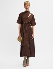 Gestuz - HarperGZ knot long dress - party wear at outlet prices - dark brown - 2