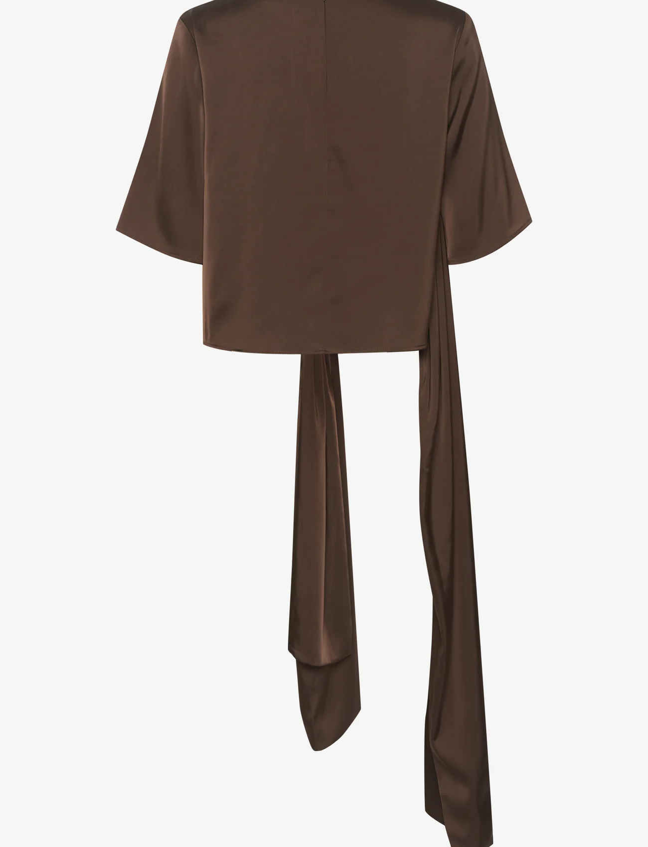 Gestuz - HarperGZ knot blouse - blūzes ar īsām piedurknēm - dark brown - 1