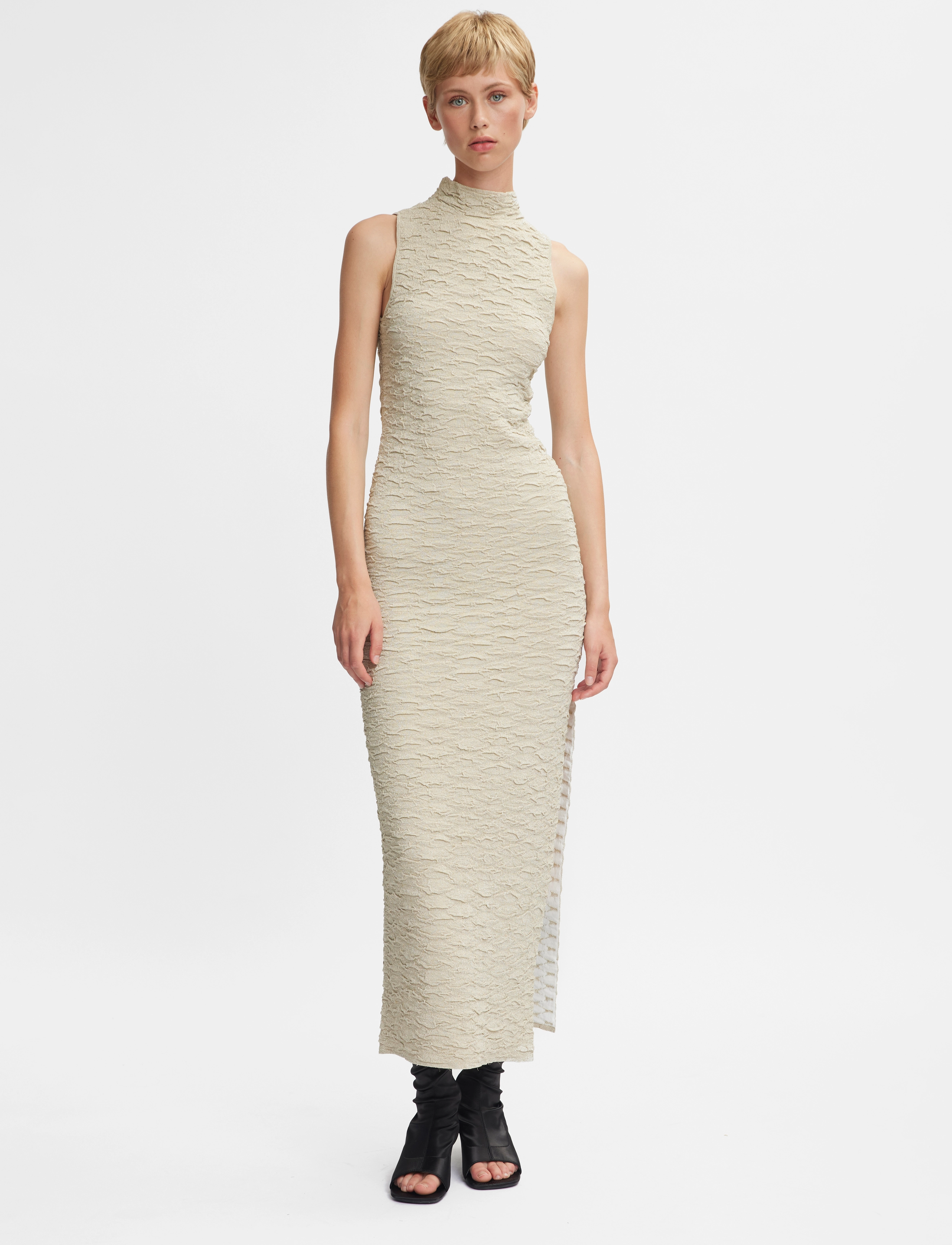 Gestuz PiccaGZ SL dress - Fodralklänningar - OFFWHITE/GOLD / cream