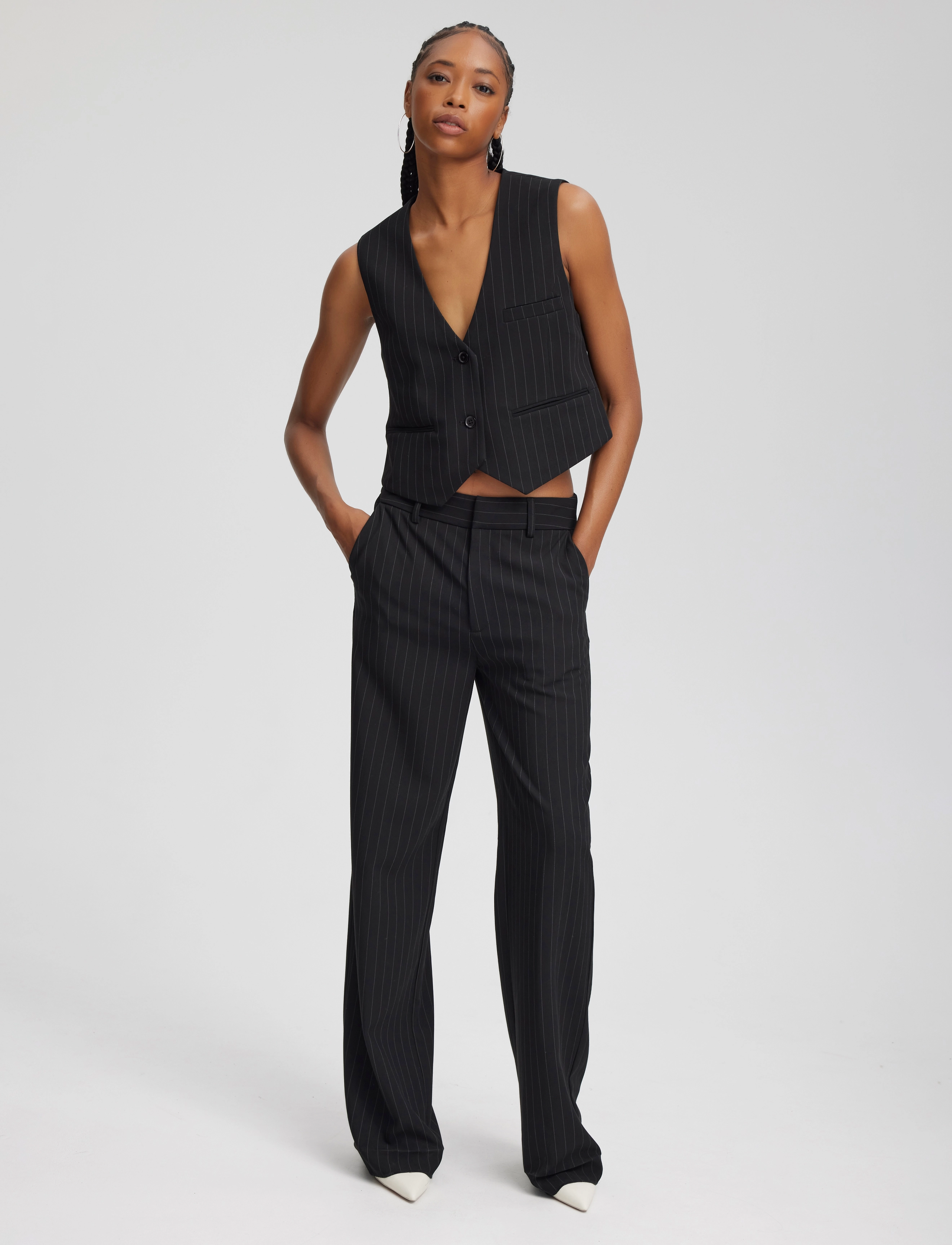Gestuz - JoelleGZ pinstripe MW pants NOOS - pidulikud püksid - black pinstripe - 3