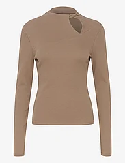 Gestuz - DrewGZ LS knot blouse - long-sleeved tops - shitake - 0